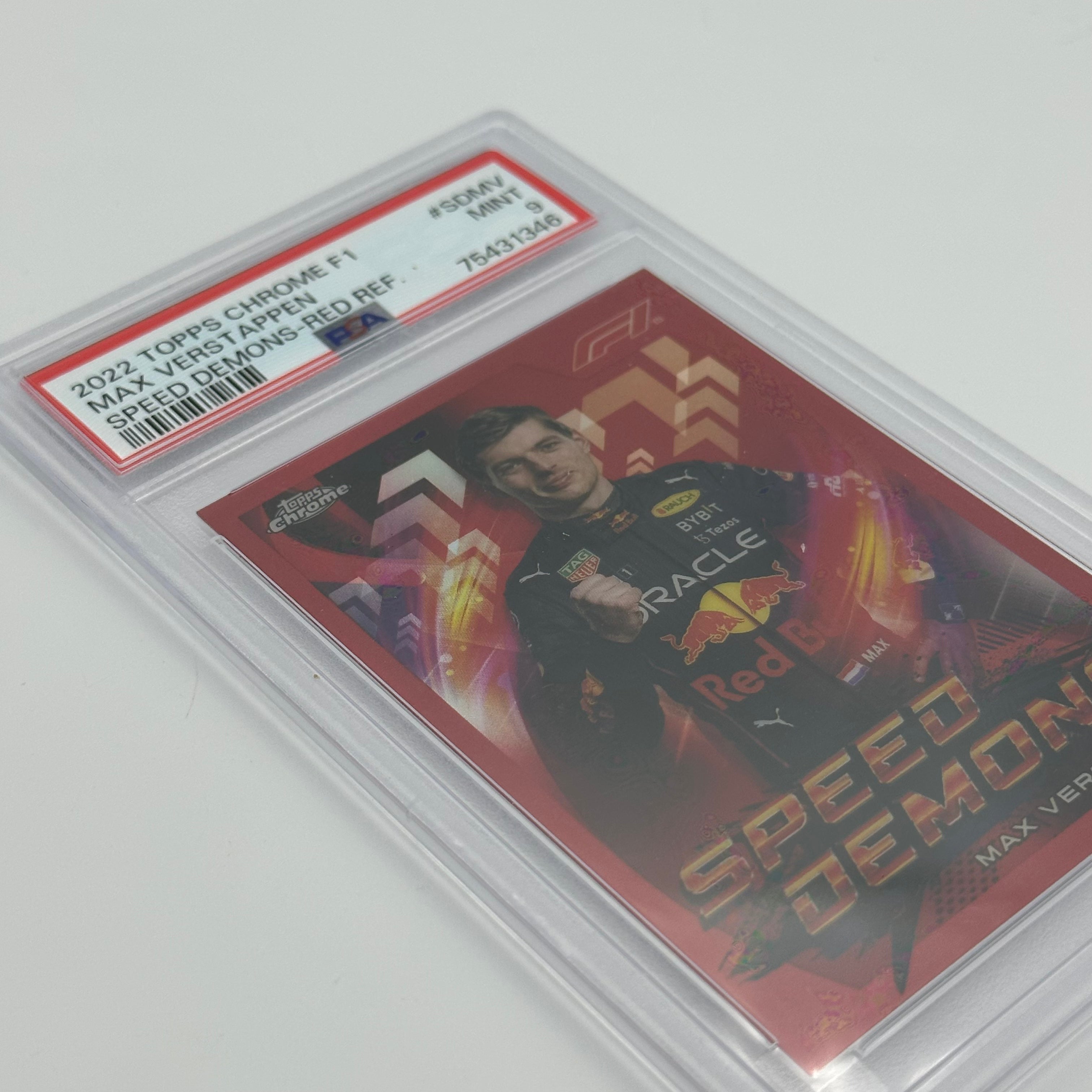 PSA 9 1/5 Max Verstappen #SDMV Speed Demons Red Refractor Trading Card - Rare Collectible for F1 Fans & Sports Memorabilia Enthusiasts