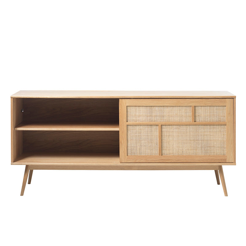 BARRALI 180cm Sideboard Buffet Cabinet - Natural Wood & Rattan Storage Console for Dining Room, Living Room, Entryway