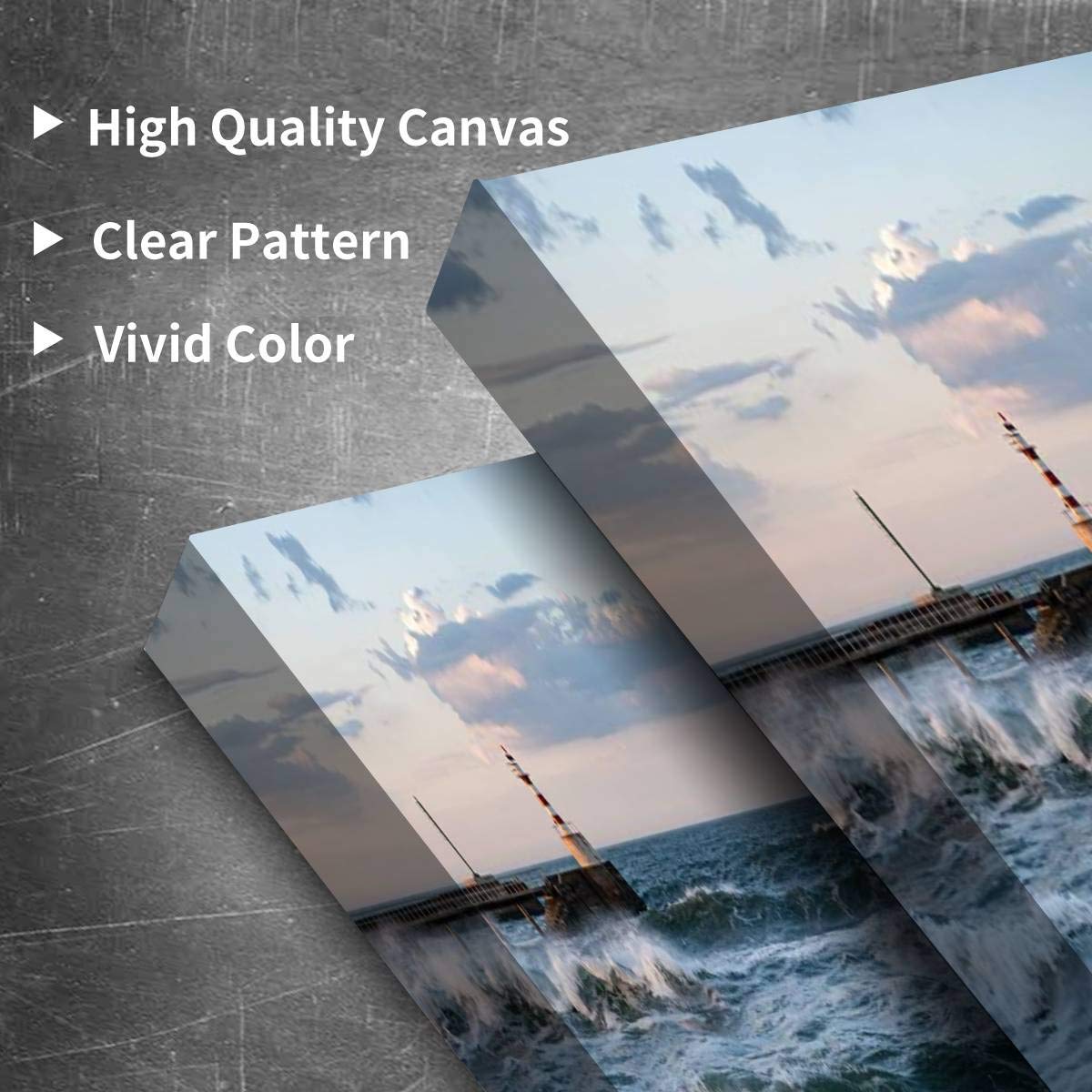 Stormy Coast Canvas Wall Art - 3 Panels Lighthouse Painting for Living Room & Bedroom Decor