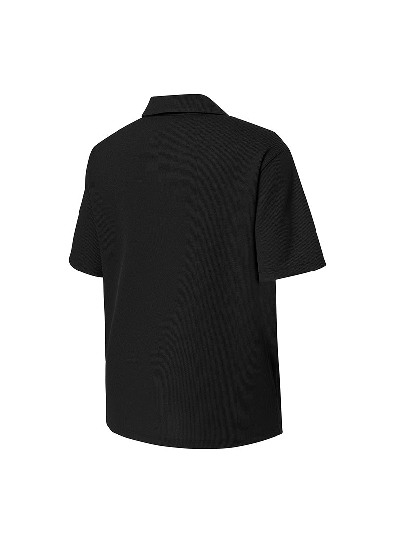 Waffle Texture Open Collar Men's Short Sleeve T-Shirt - Breathable Summer Casual Tee for Outdoor Activities and Daily Wear