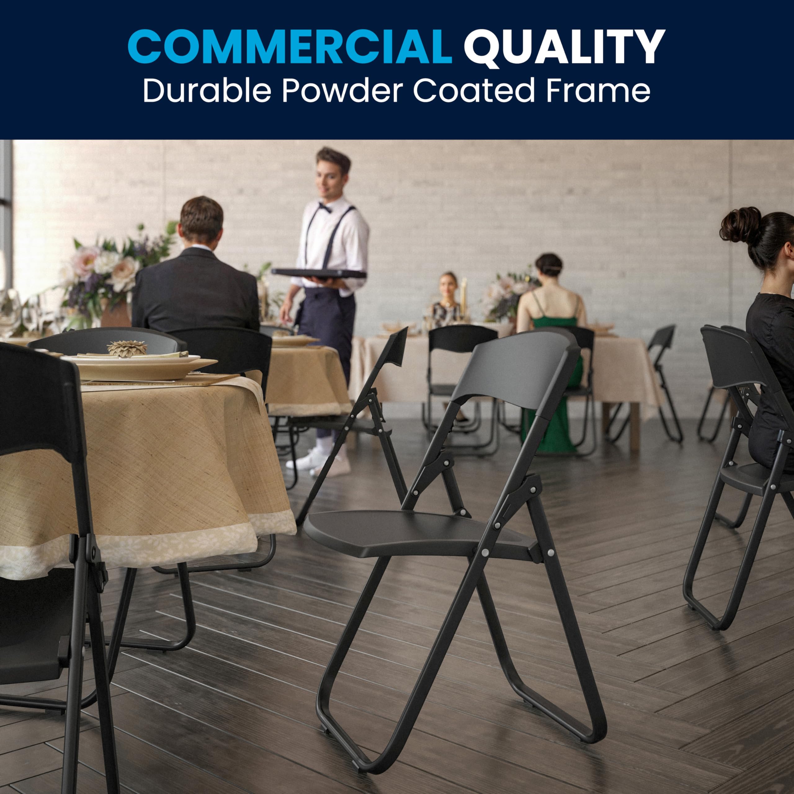 Flash Furniture 2-Pack HERCULES Series Heavy Duty Black Plastic Folding Chairs - 500 lb Capacity, Built-in Ganging Brackets - Ideal for Events, Banquets, and Outdoor Gatherings