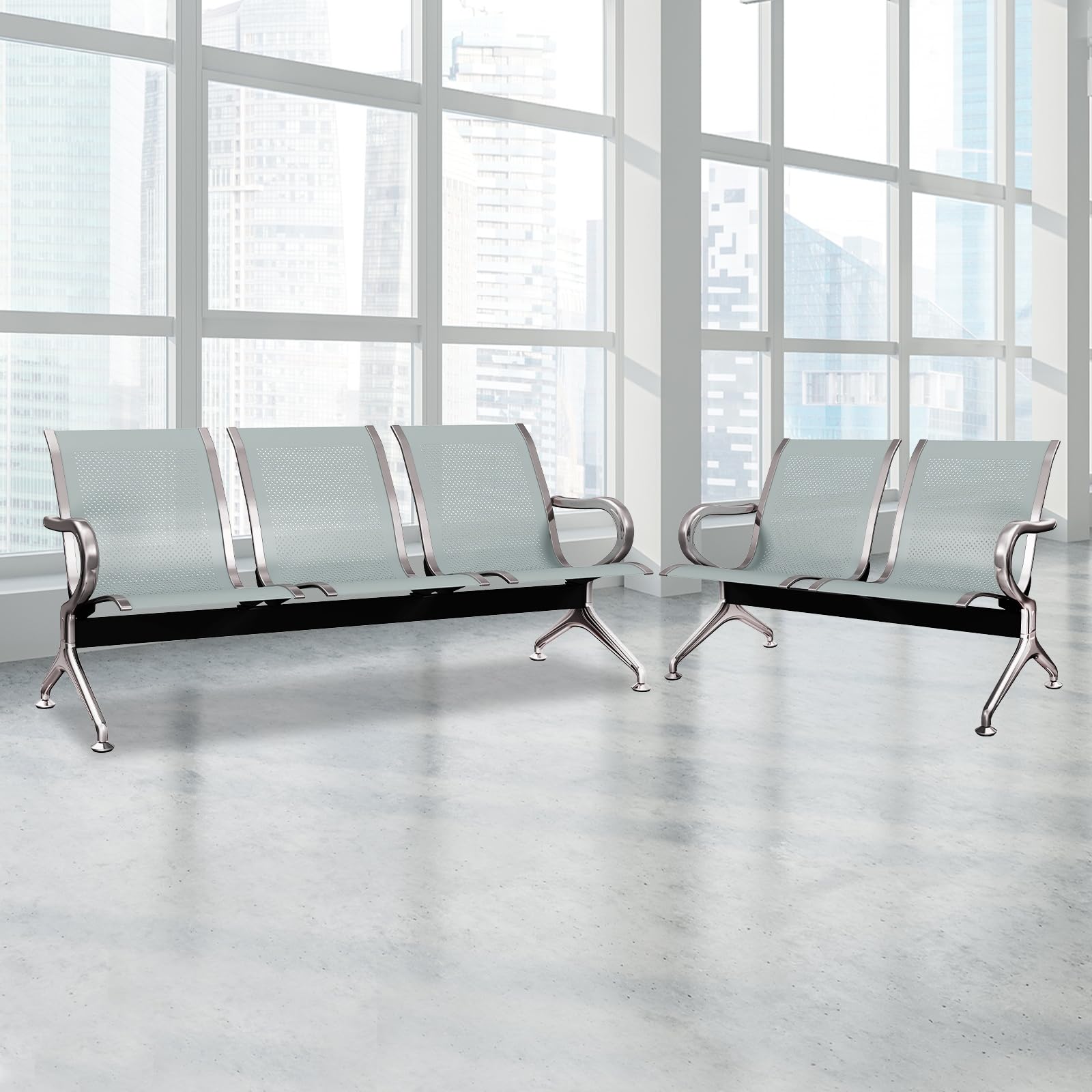 Kinbor 5-Seat Airport Reception Chairs - Premium Waiting Room Benches for Office, Salon, Business, Bank & Hospital | Durable & Comfortable Seating Solution for High-Traffic Areas