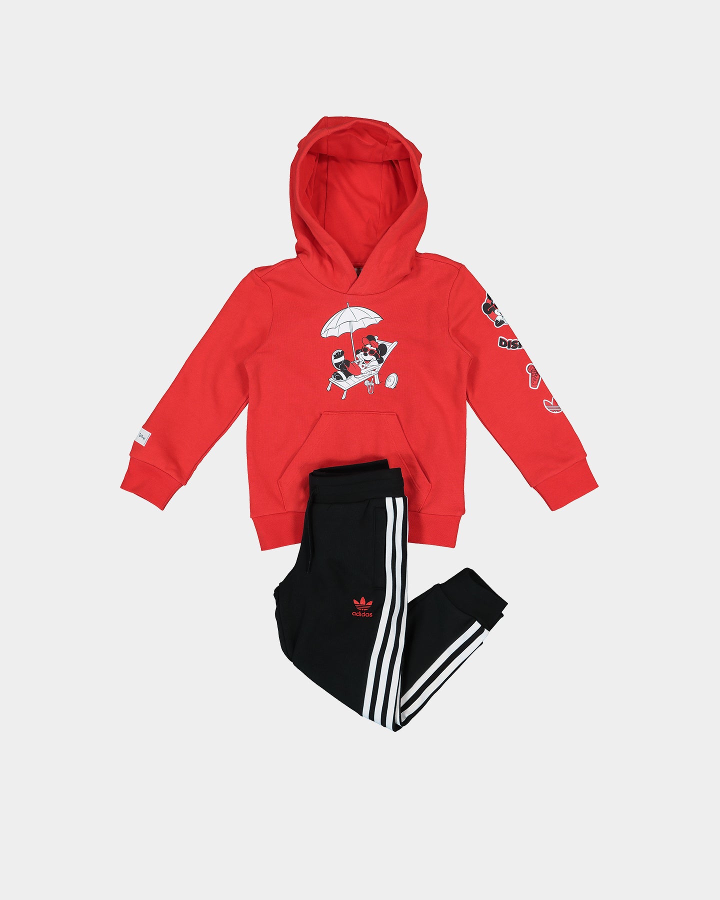 Adidas Kids' Mickey & Friends Hooded Sweatshirt Set - Vivid Red | Disney Character Apparel for Boys & Girls | Perfect for Playdates, School & Family Outings