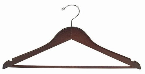 Petite Wooden Suit Hanger with Bar - Space Saving Closet Organizer for Small Spaces, Travel & Kids Wardrobe