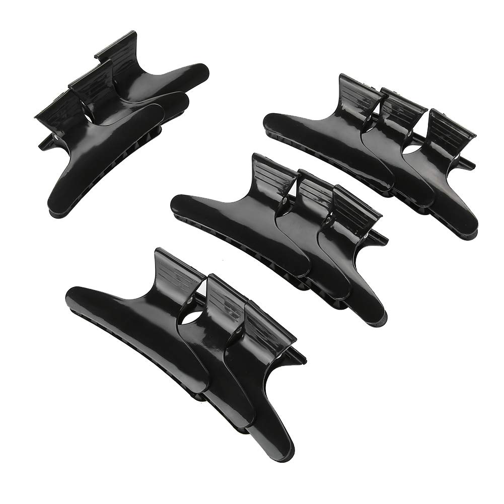 12Pcs Black Butterfly Hair Clips for Styling - Sectioning & Coloring Hair Claw Clamps - Professional Hairdressing Tools for Cutting & Styling - Perfect for Women's Salon, Home Hair Care & DIY Hairstyling