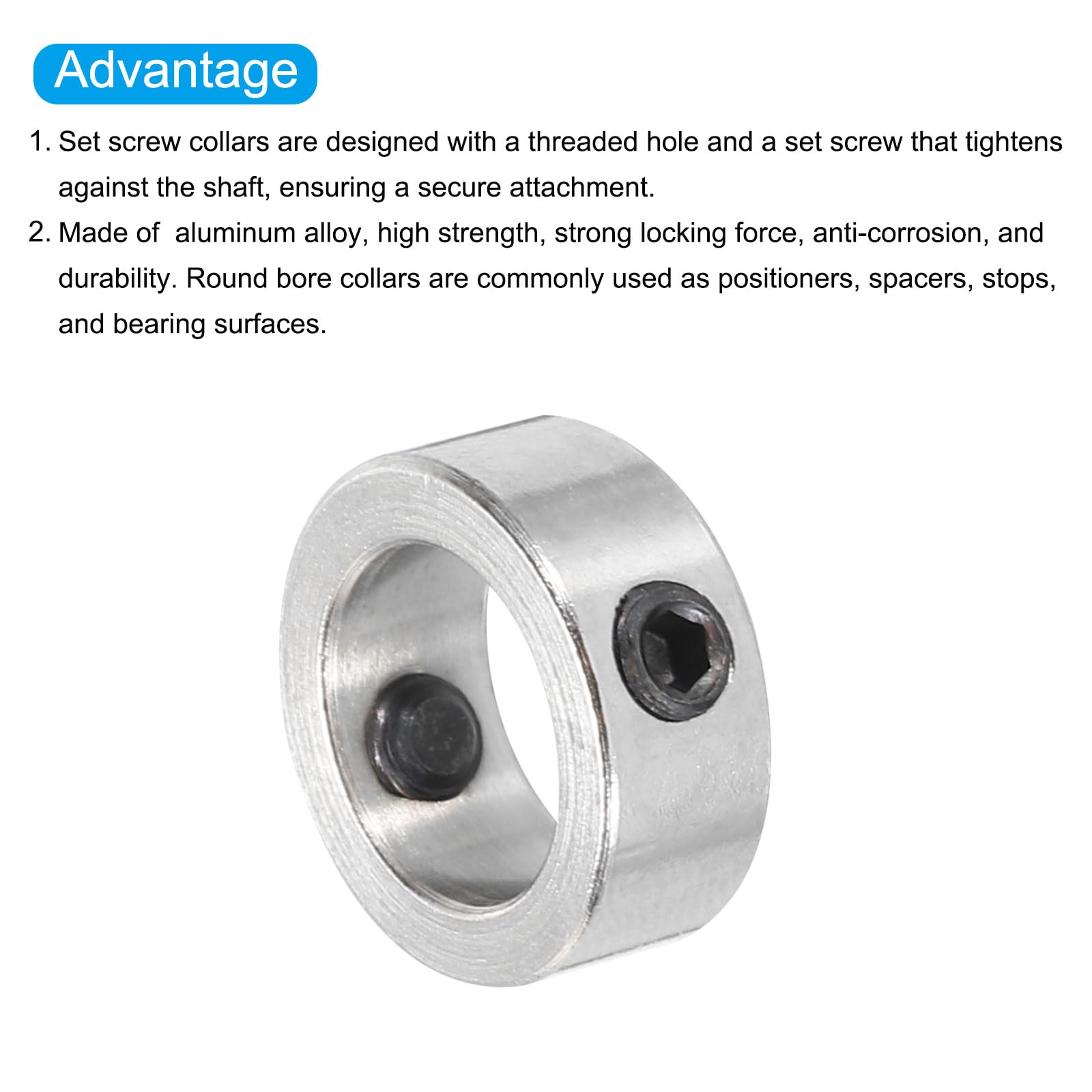 12mm Bore Aluminum Alloy Shaft Collar with M4 Screws & Wrench - CNC Parts, Machine Tools, Wheelbarrow & Lawn Tractor Accessories - Durable Clamping Collar for Industrial & DIY Projects (Silver, 1 Set)