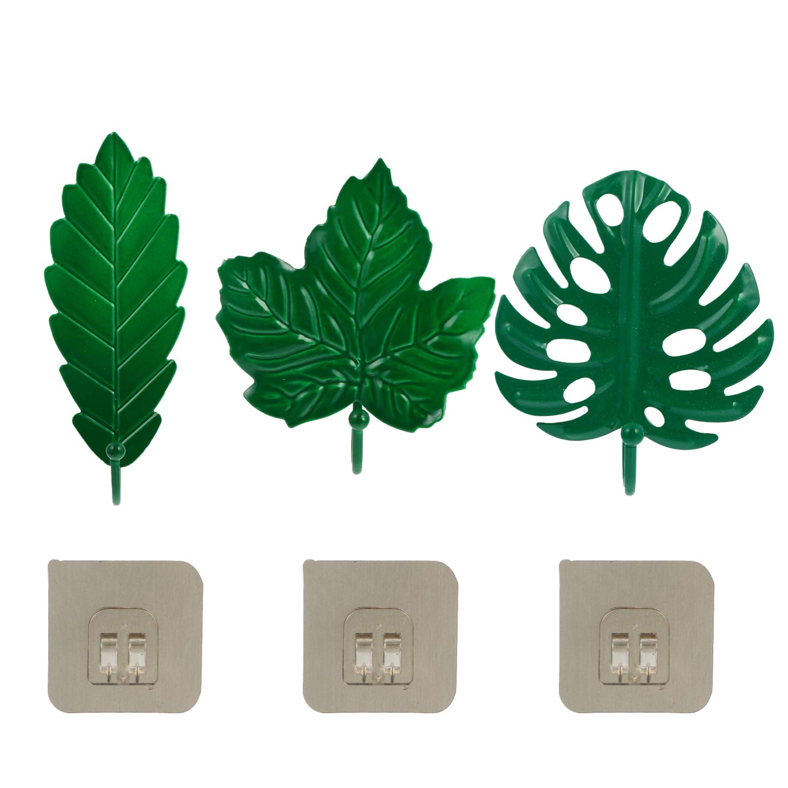 Hemoton 3-Pack Leaf Shaped Wall Mounted Hooks - Decorative Towel Hooks for Bathroom, Kitchen & Bedroom - Perfect for Hanging Towels, Clothes, Purses & More
