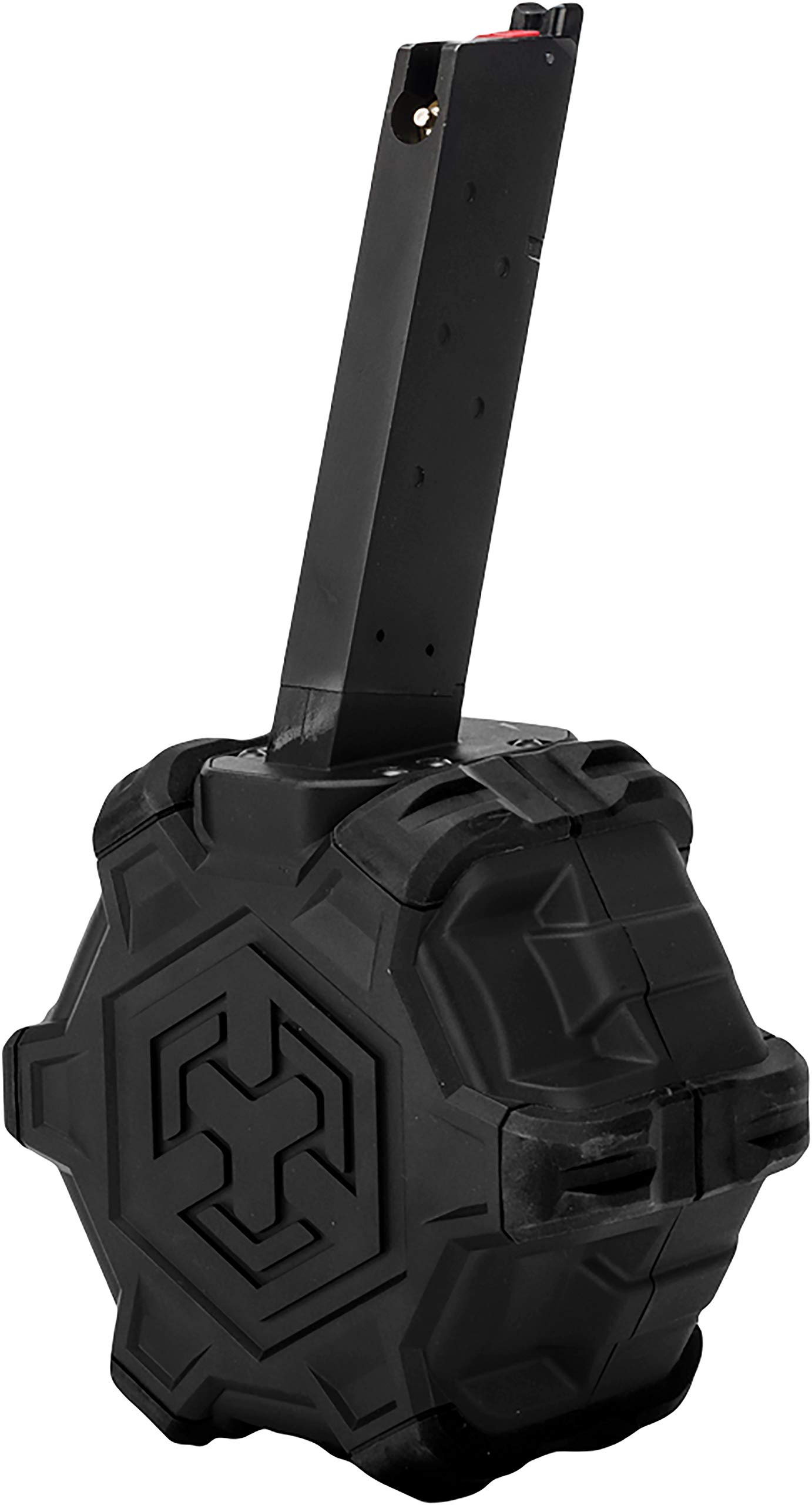 AW Custom Drum Airsoft Magazine for WE 1911 Gas Blowback Pistols - High Capacity 50+ Rounds - Black - Perfect for Milsim, Airsoft Battles & Target Practice
