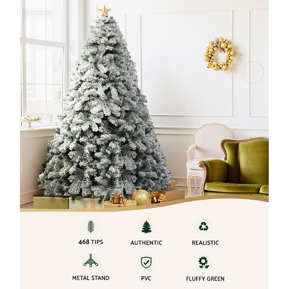 1.8M Pre-Lit Artificial Christmas Tree with 520 Snowy Tips - Holiday Xmas Decor for Home, Office, Party & Outdoor Decorations