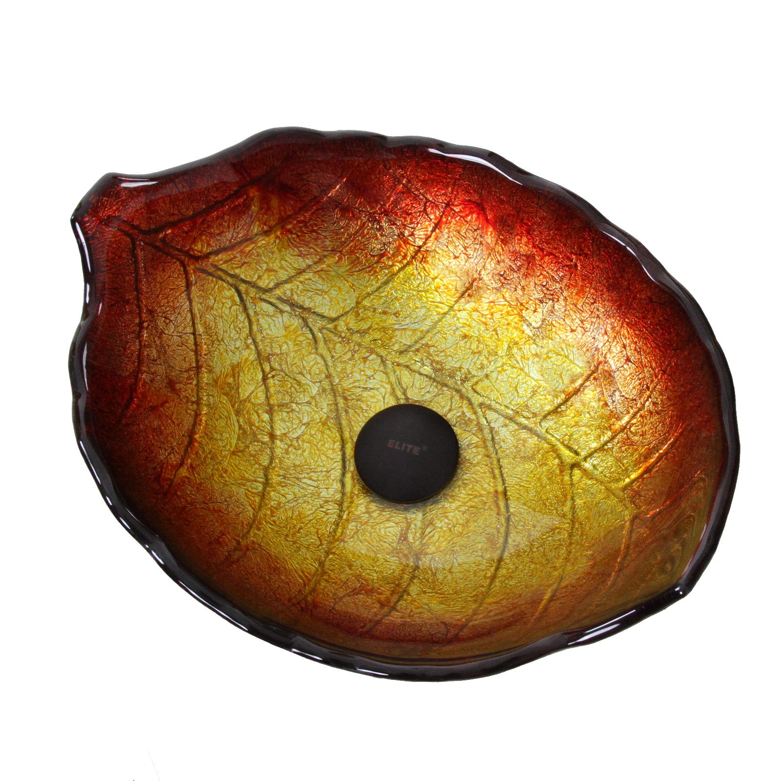 Hand-Painted Summer Leaf Shaped Ceramic Bowl - Decorative Bathroom Sink Drain Cover - Chrome Finish - Perfect for Spa, Bathroom, and Home Décor