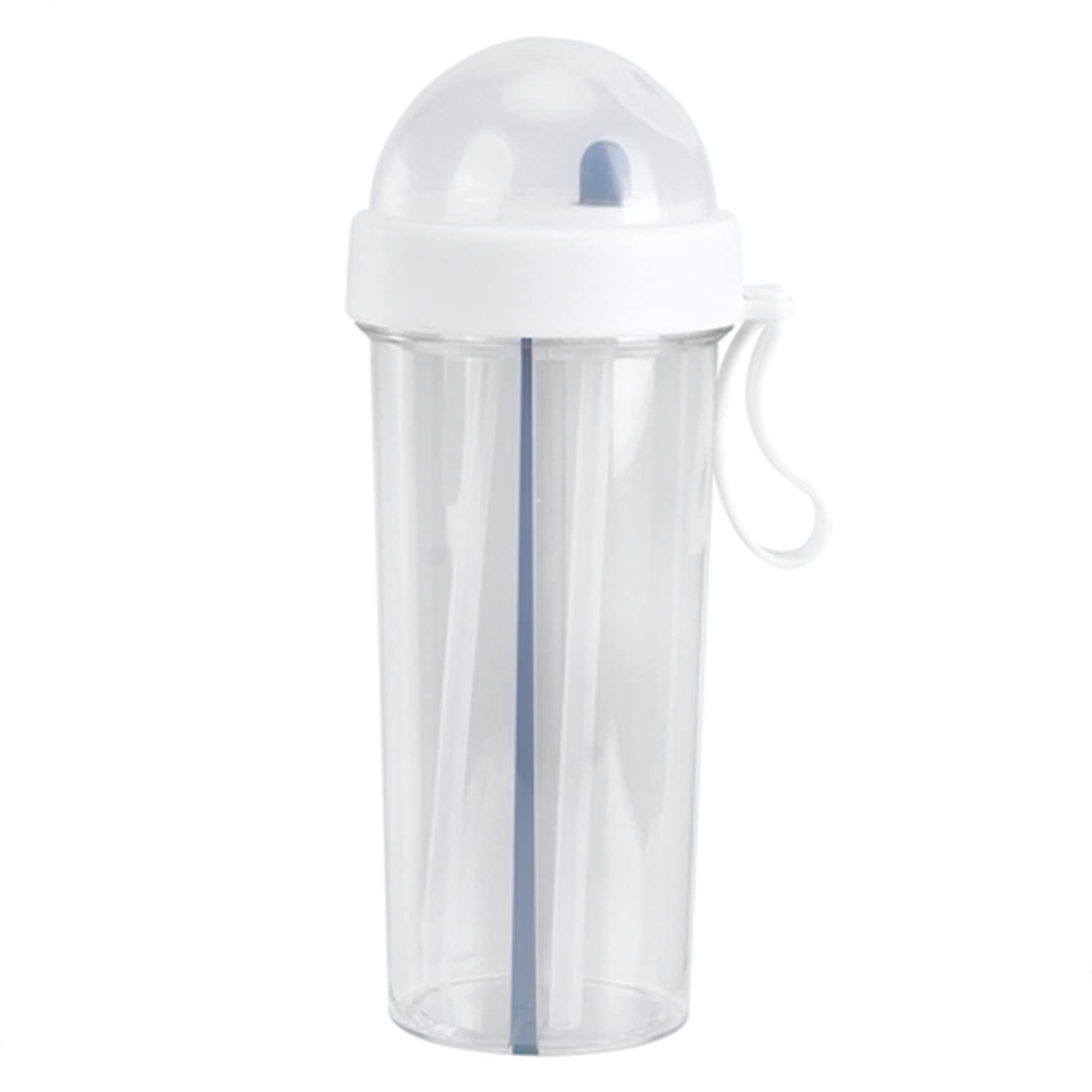 600ml Creative Straw Water Bottle - Insulated Stainless Steel Hydration Cup with Lid for Gym, Office & Outdoor Activities (White)