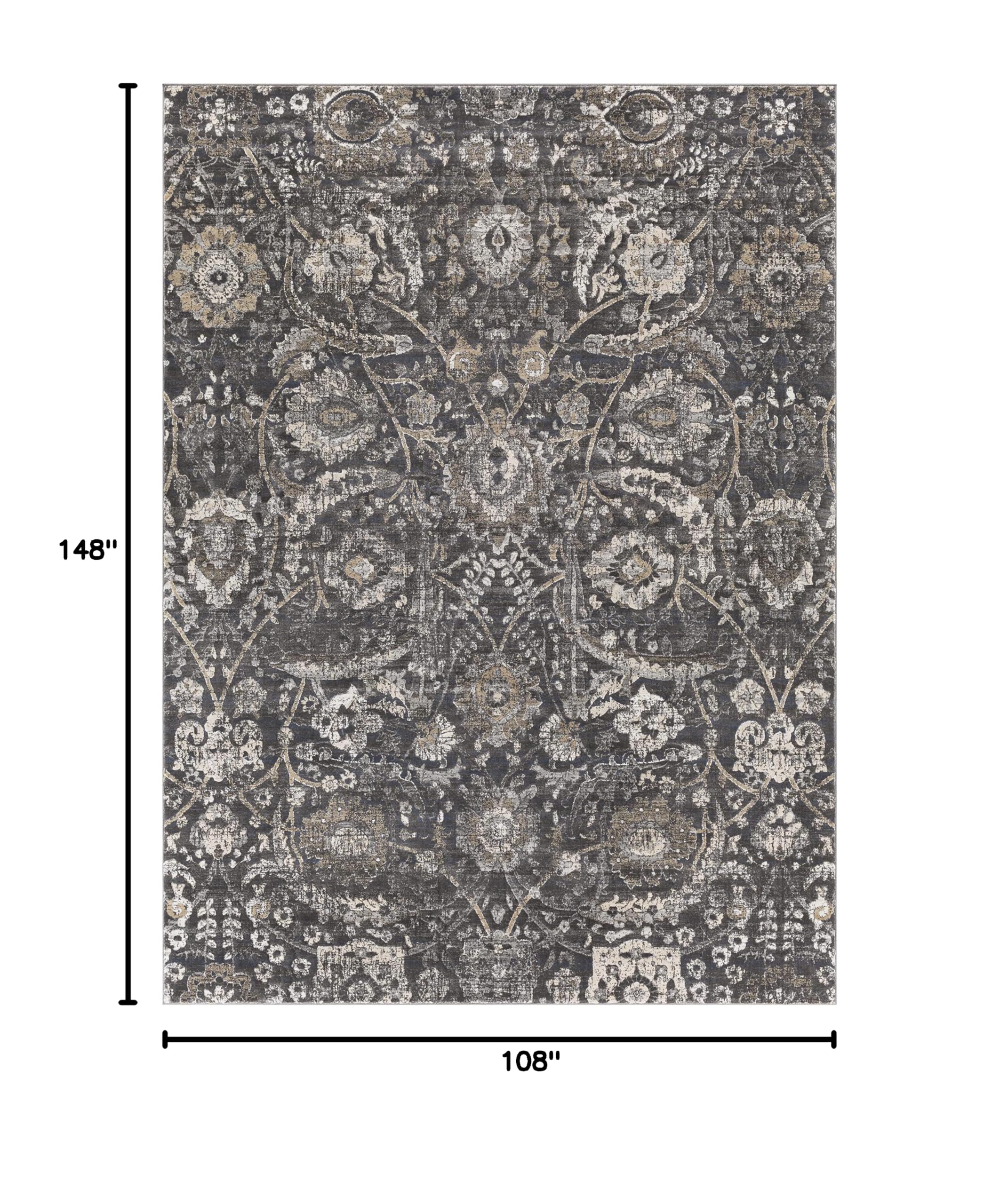 Mark&Day Avellino Traditional 9x12 Area Rug - Black & Beige Handmade Carpet for Living Room, Bedroom, Kitchen - Soft Non-Slip Floor Mat (9' x 12'4