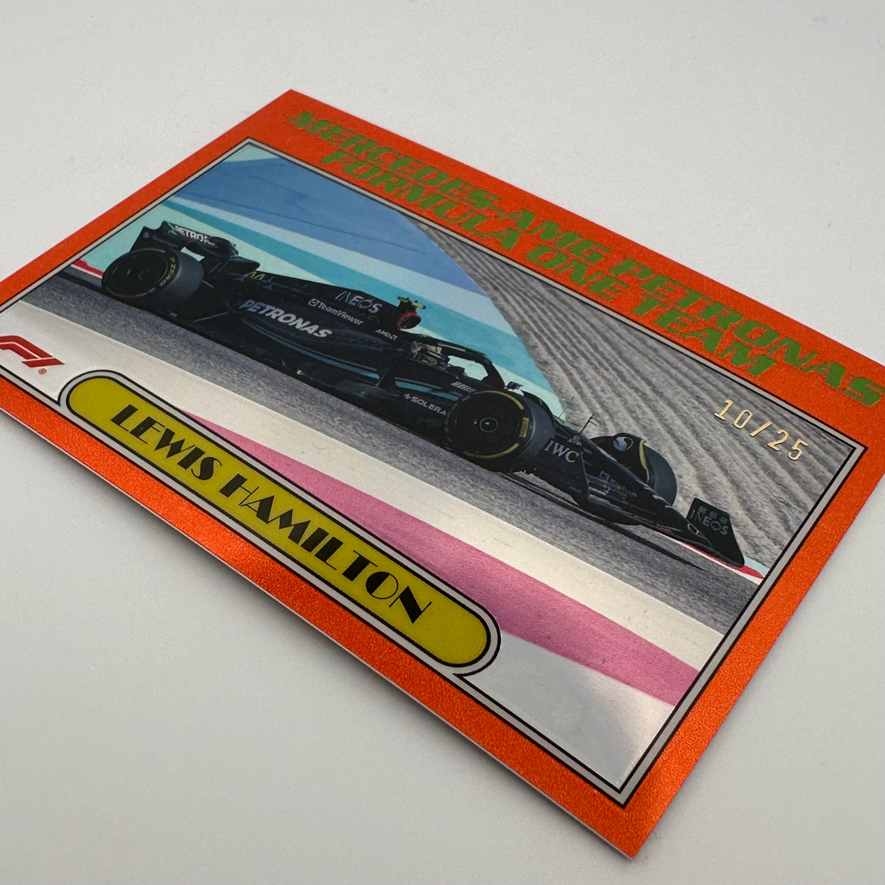 2023 Topps Chrome Lewis Hamilton #AU77 Orange 10/25 - Limited Edition F1 Racing Collectible for Fans & Card Enthusiasts - Perfect for Display, Trading, and Memorabilia Collections