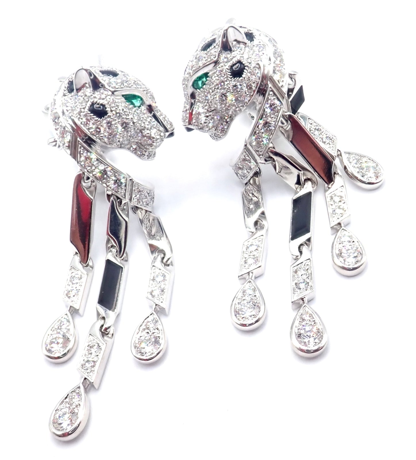 Authentic Cartier Panthere Panther 18k White Gold Diamond Black Onyx Earrings for Women | Luxury Jewelry Gift for Anniversary, Birthday & Special Occasions
