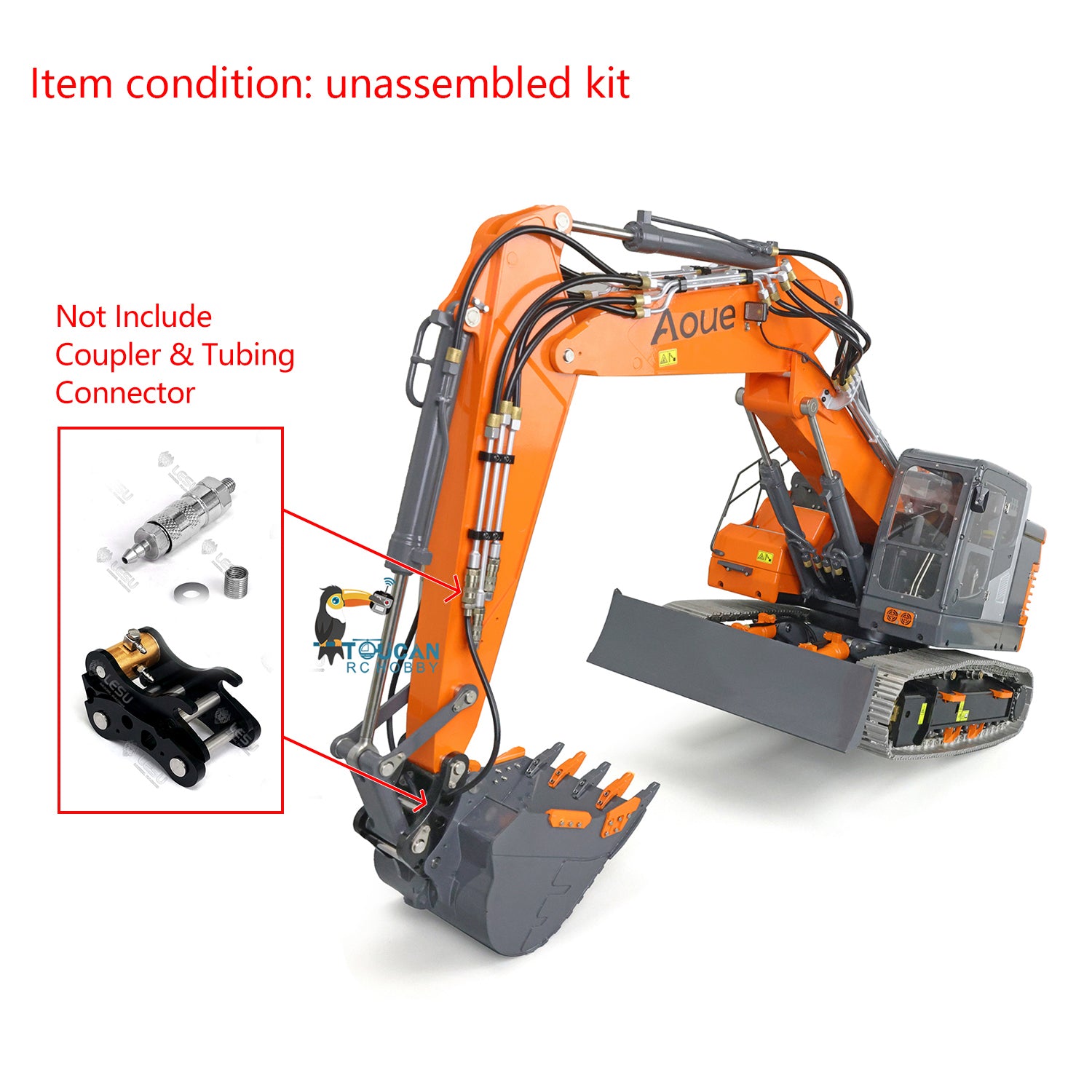 1/14 LESU Hydraulic RC Excavator Model Kit - Metal Remote Controlled Digger with Motor & ESC for DIY Hobbyists | Construction Simulation, Outdoor Play, Collector's Display