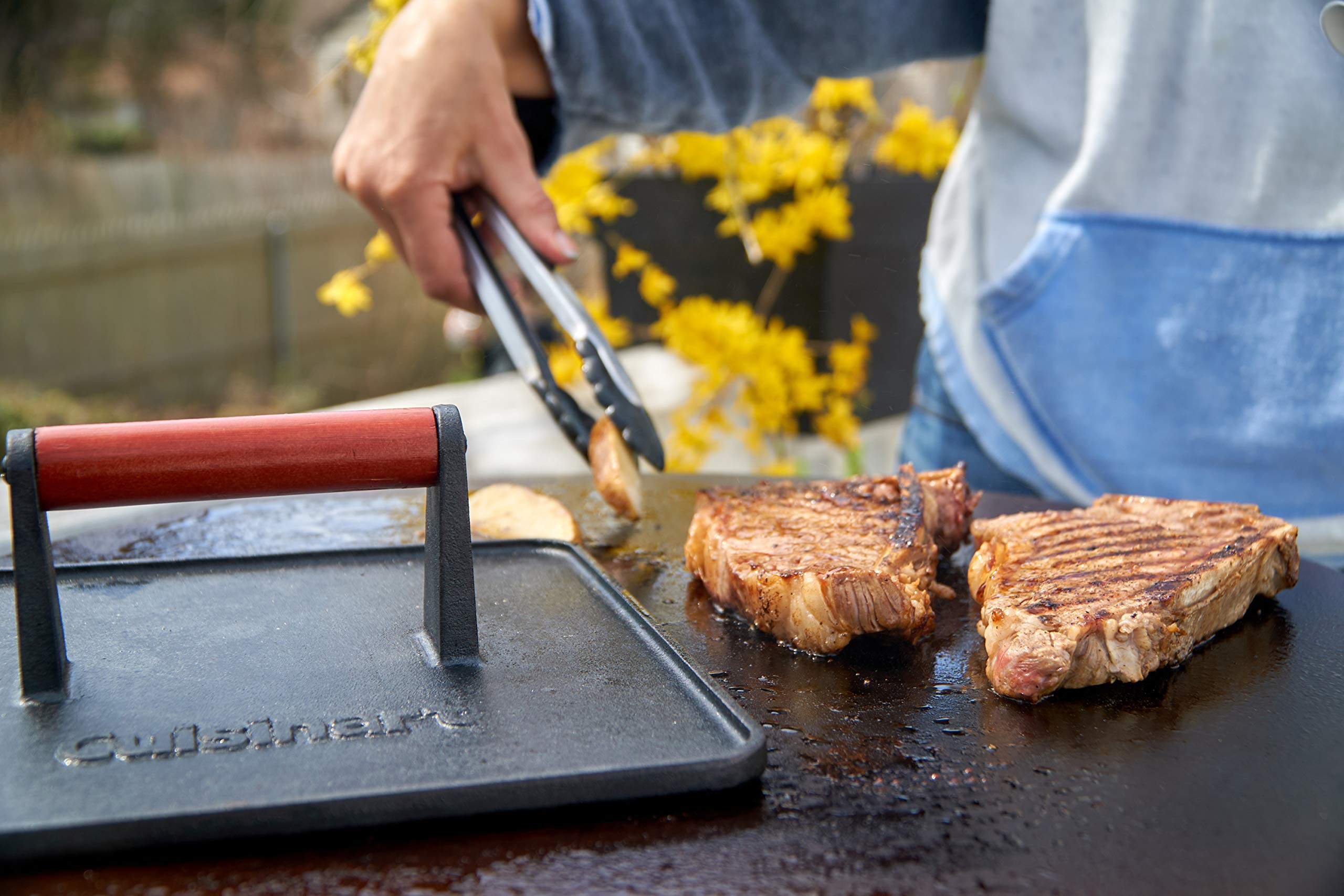 Cuisinart CGPR-223 XL Heavy Duty Cast Iron Griddle Press for Burgers, Sandwiches & Paninis - Perfect for Grilling, BBQ & Outdoor Cooking
