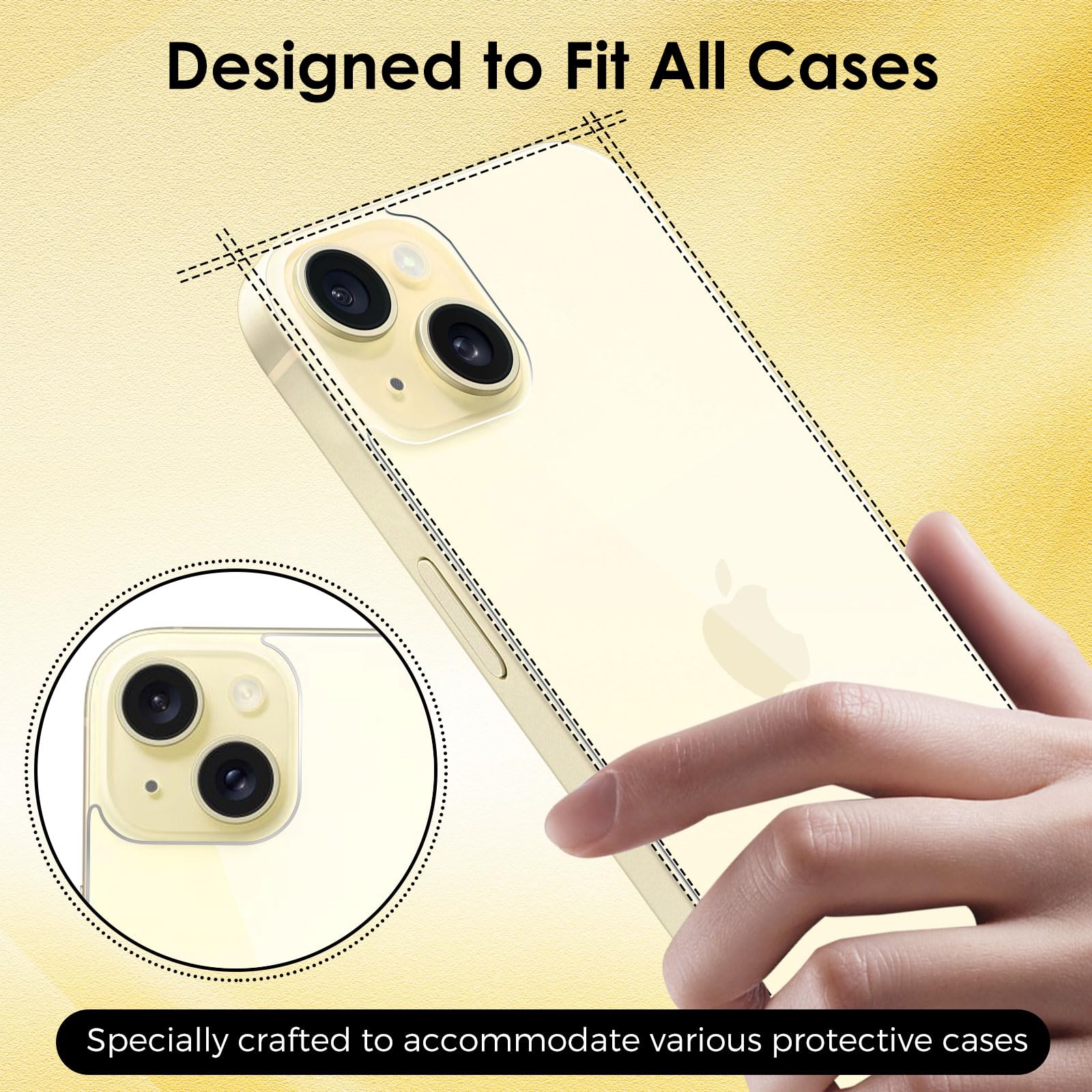 Aiyola 3-in-1 Tempered Glass Screen Protector for iPhone 15 Plus (6.7 inch) - Front & Back Screen Protector + Camera Lens Protector | Ultra Thin, Bubble-Free | Perfect for Work, Travel & Everyday Protection