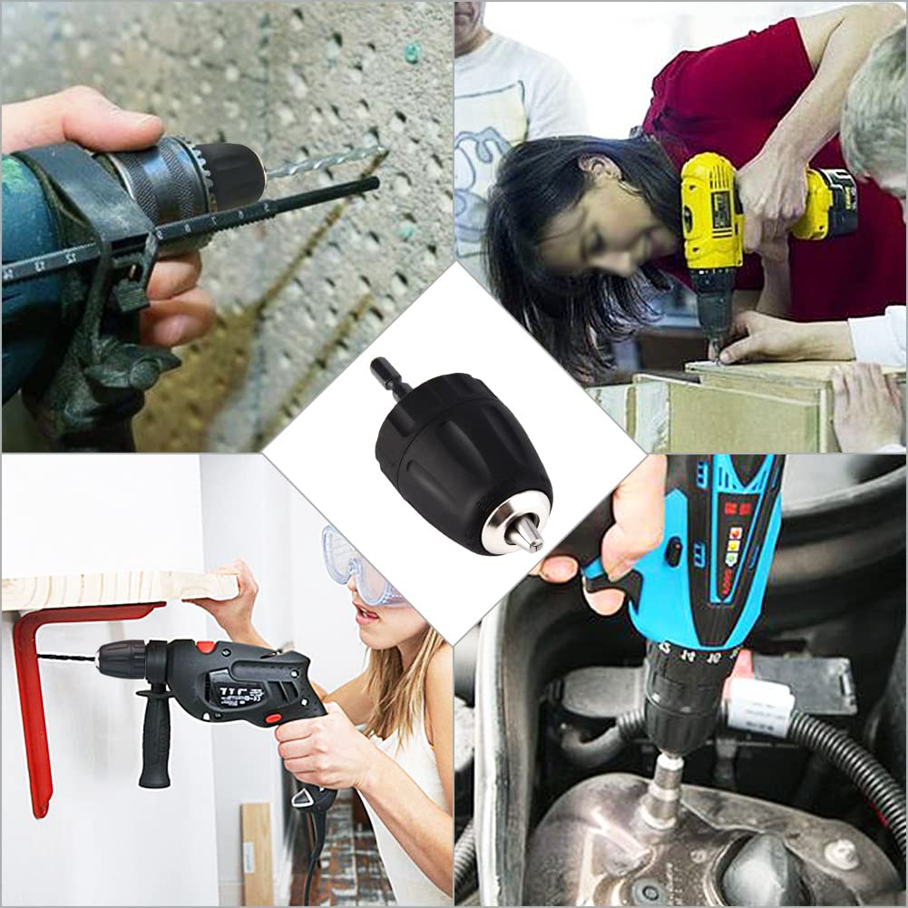 Quick Change 3/8-24UNF Keyless Drill Chuck - 0.8-10MM Clamping Capacity with 1/4