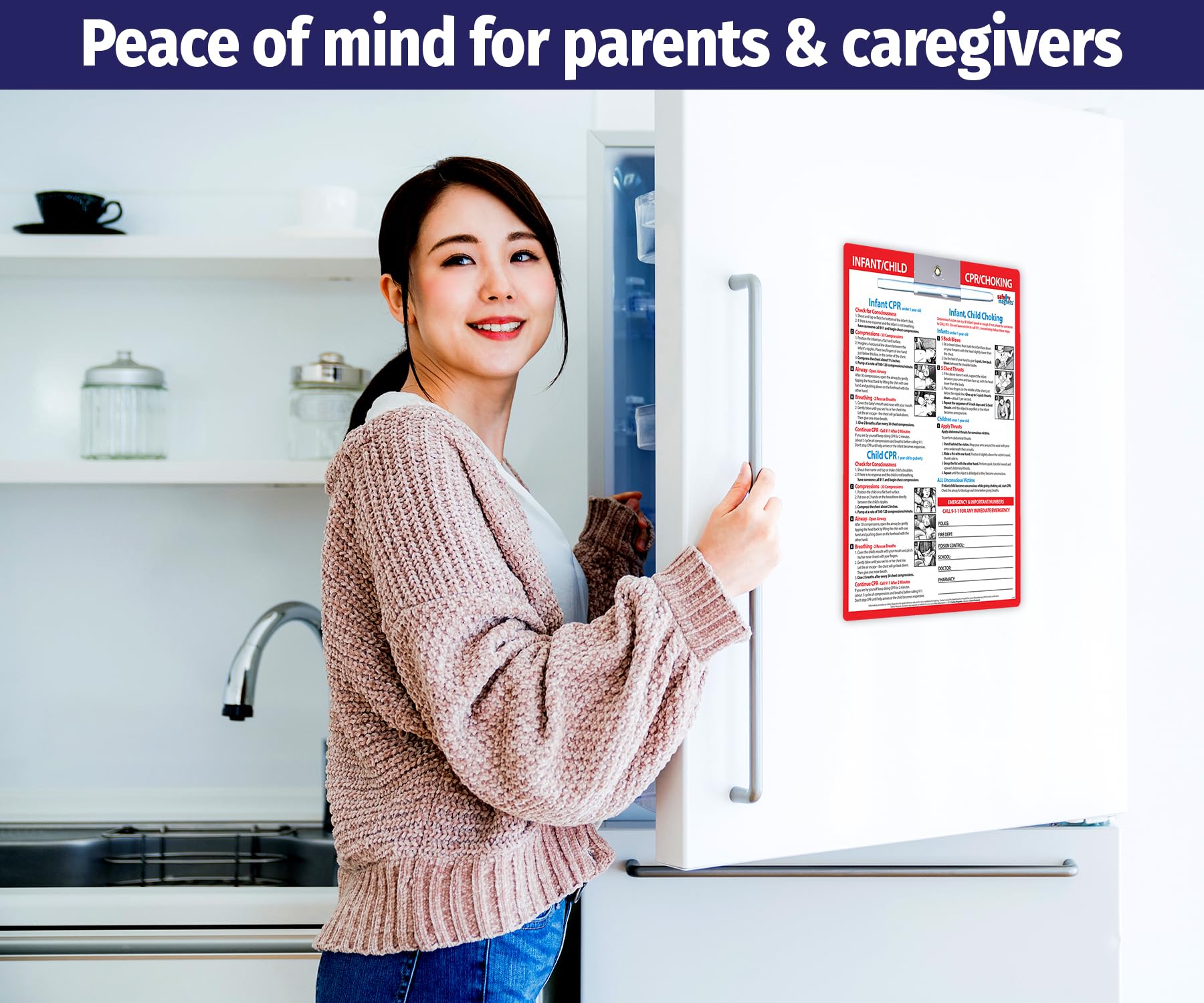20 Pack Infant & Child CPR Choking First Aid Magnets - Laminated Emergency Quick Reference Cards with Marker (8.5x11 in) - Perfect for Daycares, Schools & Home Safety