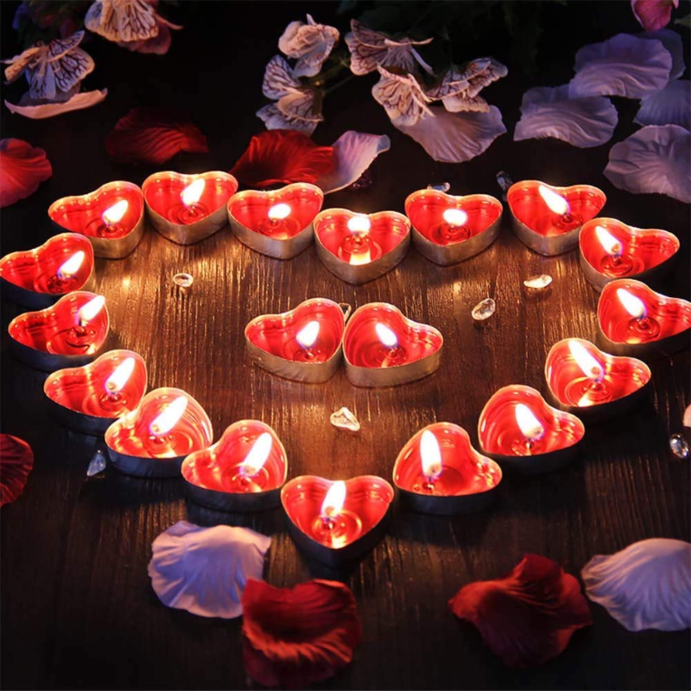 50pcs Heart Shaped Candles - Smokeless Tealights for Birthday, Proposal, Wedding, Party, Valentine's Day & Christmas Decorations - Romantic Ambiance Candle Set (Purple) - Perfect for Table Centerpieces, Romantic Dinners & Special Occasions