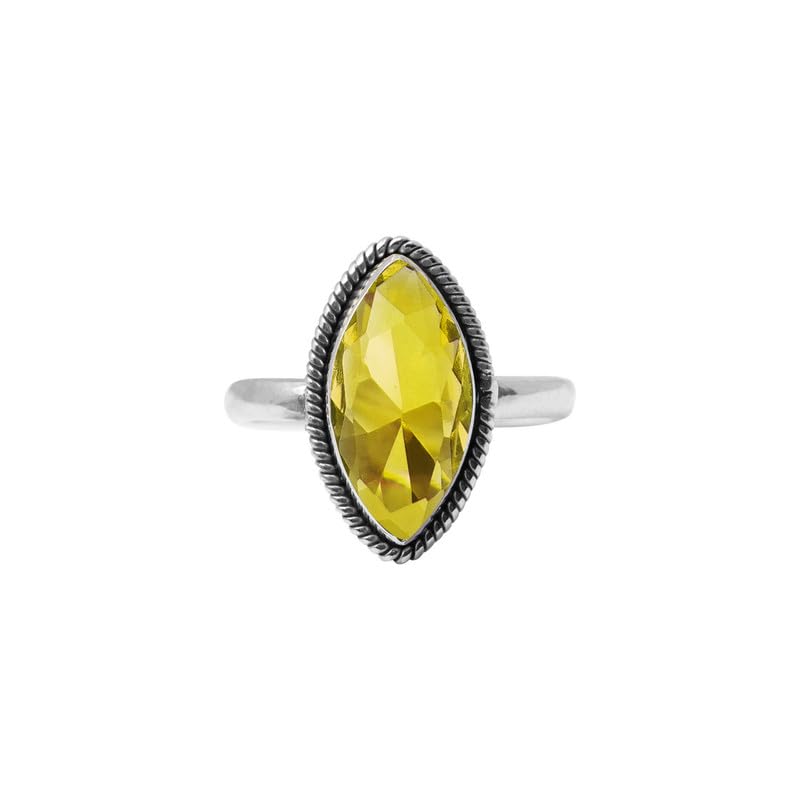 925 Sterling Silver Citrine Stone Ring for Women - Handmade Natural Marquise Gemstone Statement Ring, Promise Ring, Size US 11 | Perfect Christmas Gift for Her, Birthday Present, Anniversary Jewelry