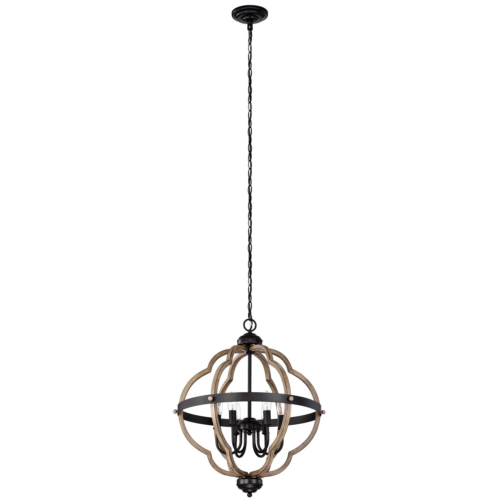 Farmhouse 6-Light Black Globe Chandelier - 21 Inch Kitchen Island Pendant Light for Dining Room, Living Room, Entryway & Foyer - Rustic Ceiling Lighting Fixture for Home Decor & Modern Farmhouse Style