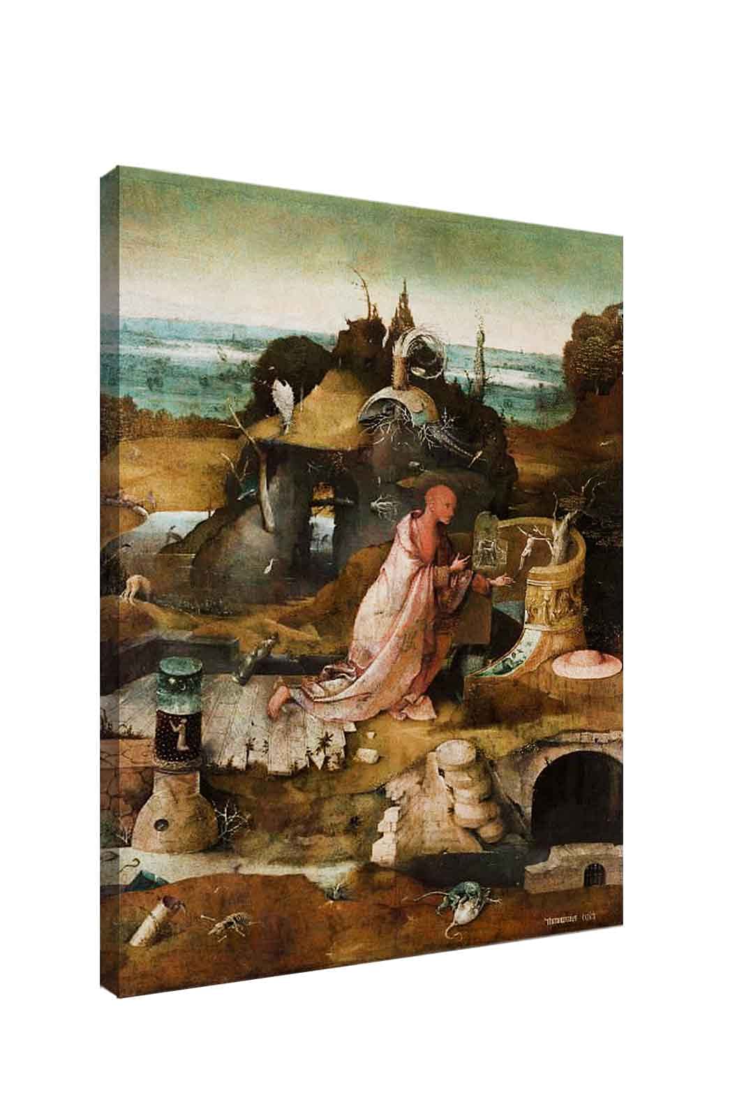 Hieronymus Bosch Hermit Saints Triptych Canvas Wall Art - Framed Religious Painting (28x41 inch) for Bedroom, Living Room & Dining Room Decor | Farmhouse & Bathroom Wall Decorations | Gothic Home Art