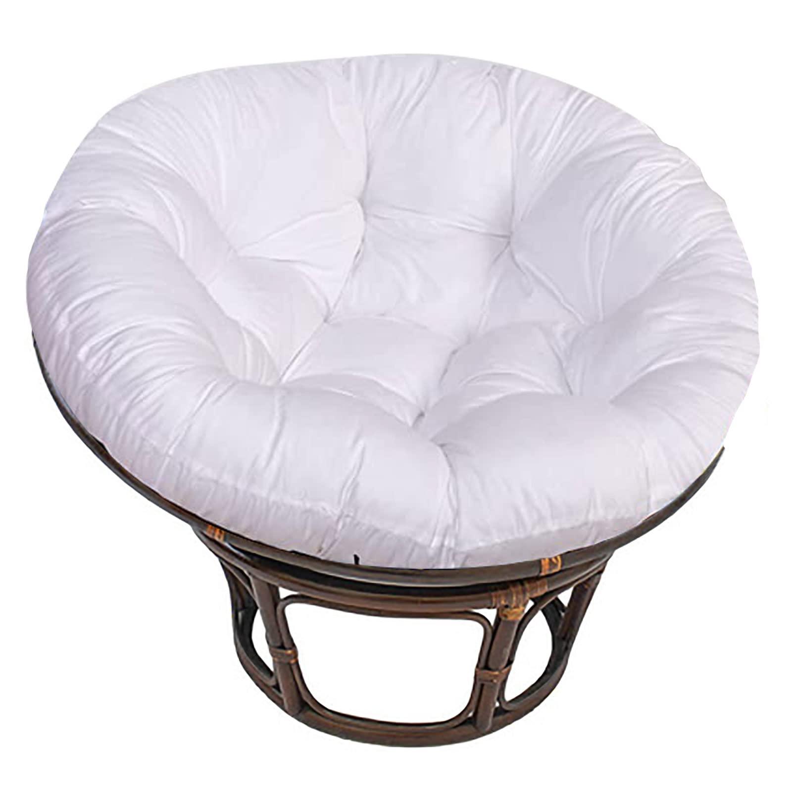 Premium SRHWBF Papasan Chair Cushion - Extra Thick 52x52 Inch Overstuffed Egg Chair Pad - Soft Rocking Chair Seat Cushion (White) - Perfect for Indoor/Outdoor Lounging, Reading Nooks & Cozy Relaxation