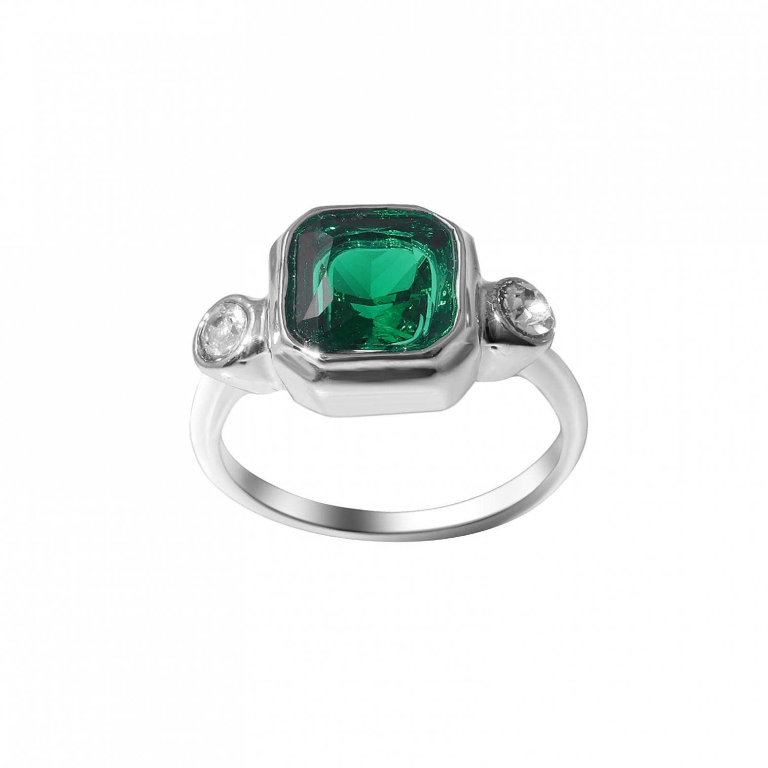 Elegant Green Zircon Round Ring for Women - Dainty Valentine's Day Jewelry Gift - Perfect for Romantic Dates, Anniversaries & Special Occasions