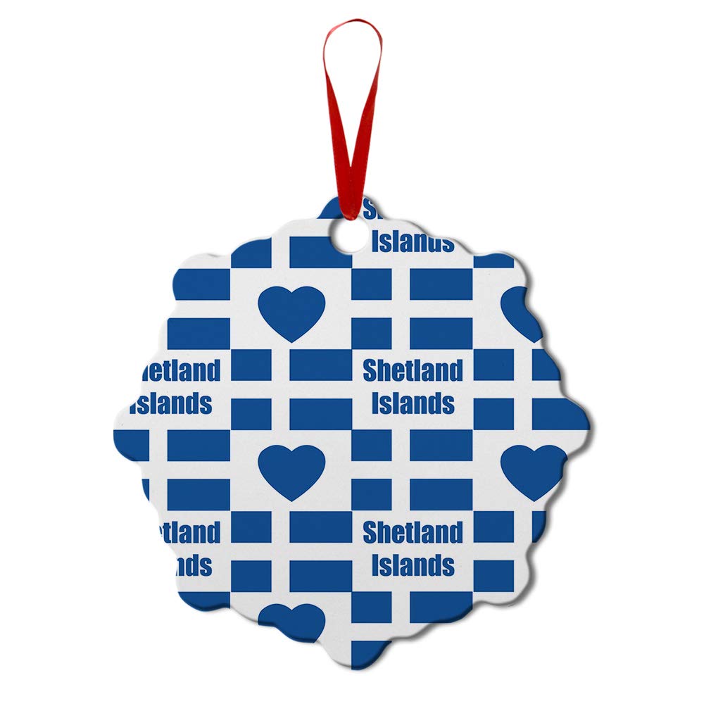 Shetland Islands Flag Heart-Shaped Aluminum Christmas Ornament - London Design Holiday Tree Decoration for Xmas, Home & Office Festive Decor
