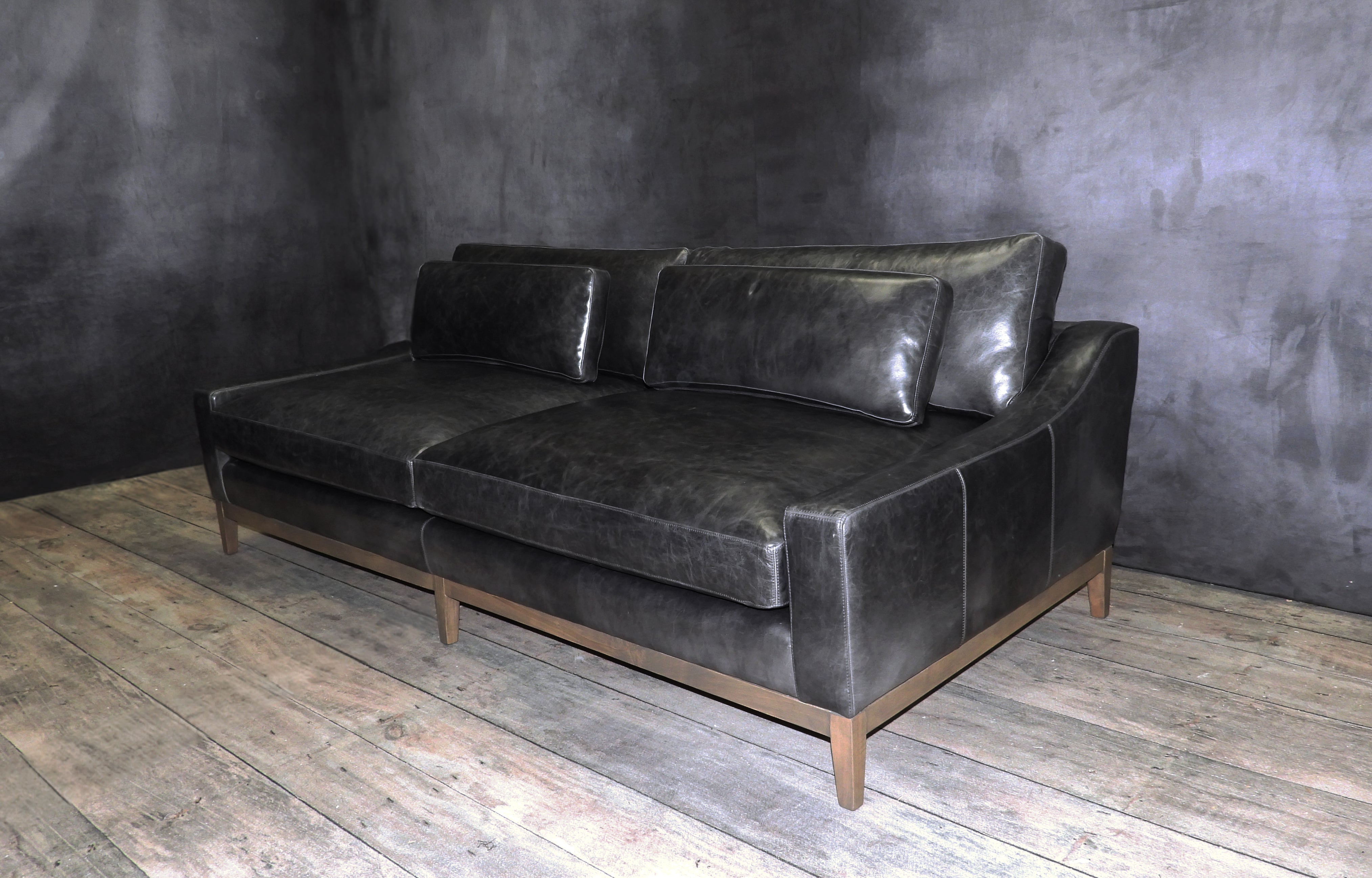 Modern Leather Sofa - ITALIA SLOPE Genuine Leather Couch for Living Room, Lounge & Office - Comfortable & Stylish Contemporary Furniture