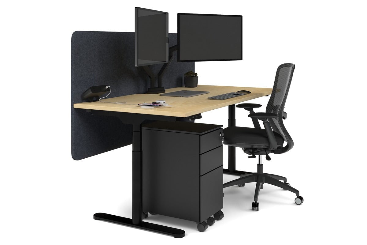 Flexi Premium Height Adjustable Single Workstation Desk - 1600L x 800W with Cable Management Scallop | Ergonomic Standing Desk for Home Office & Workspace