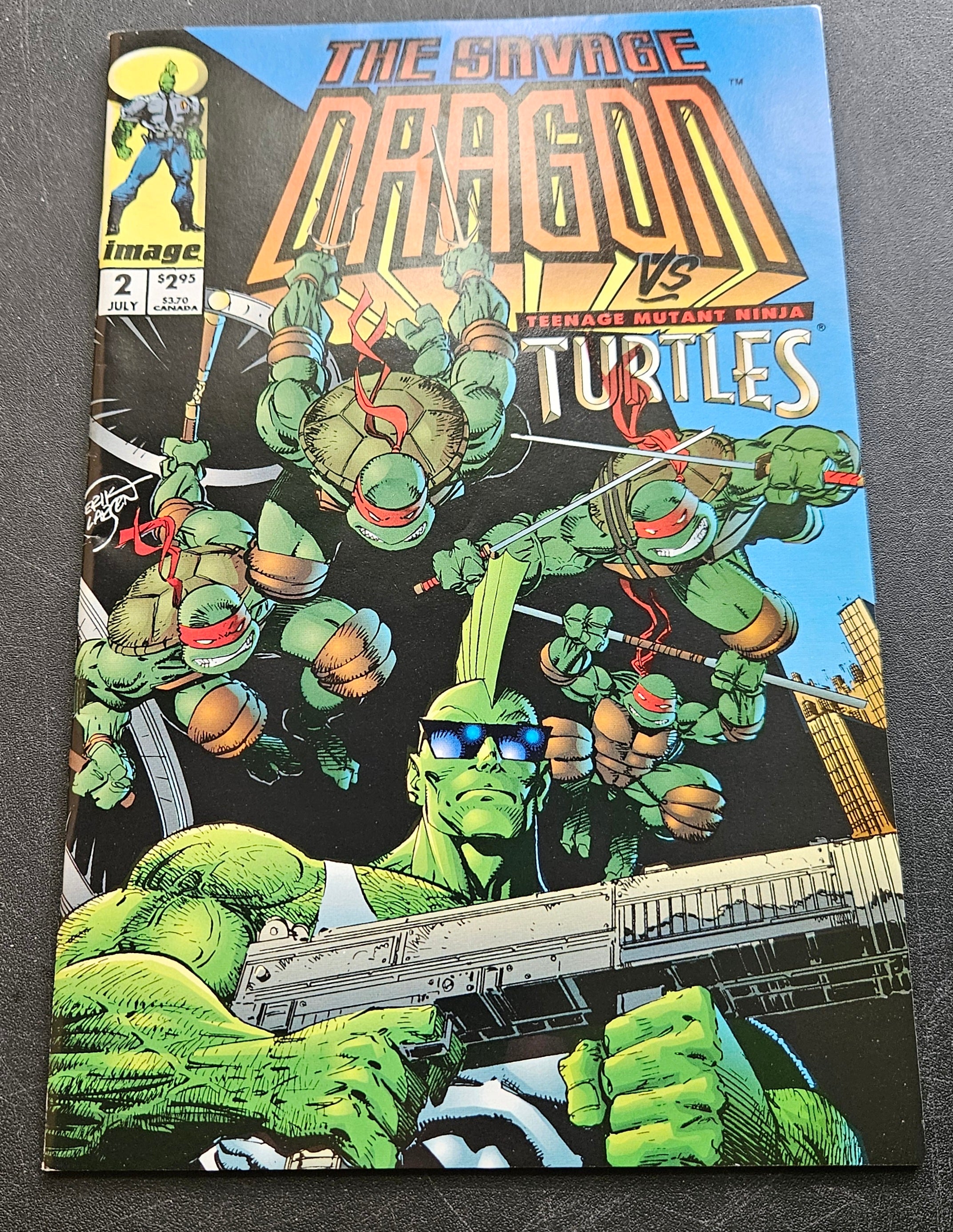 Savage Dragon vs Teenage Mutant Ninja Turtles #2 Comic Book - Image Comics July 1993 | Collectible Action-Packed Superhero Showdown for Comic Enthusiasts & TMNT Fans