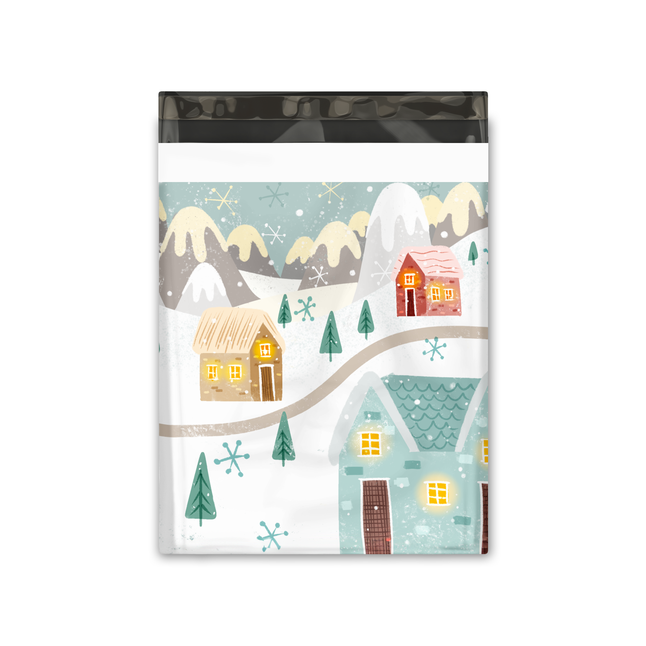 12x15 Inch Winter Themed Poly Mailers - Premium Printed Shipping Envelopes for Ecommerce, Holiday Gifts & Seasonal Packaging (Snowflake Design) - Perfect for Christmas Shipping, Small Business Branding & Online Store Packaging