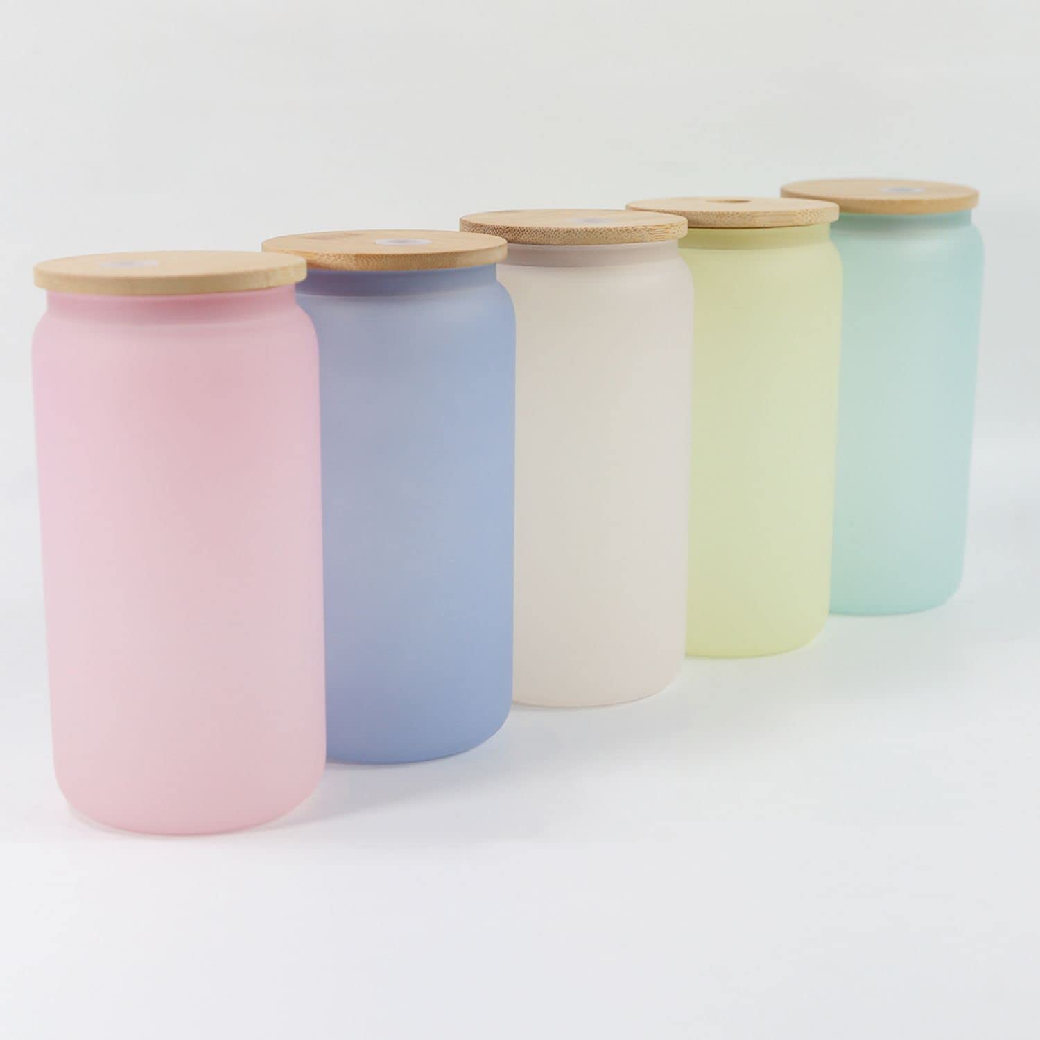 16oz Color Changing Glass Cups with Lids & Straws - 15 Pack BPA-Free Sublimation Tumblers, Frosted Beer Mugs for Iced Coffee, Juice, Whiskey, Soda - Perfect for Parties, Home Bars, and Outdoor Gatherings
