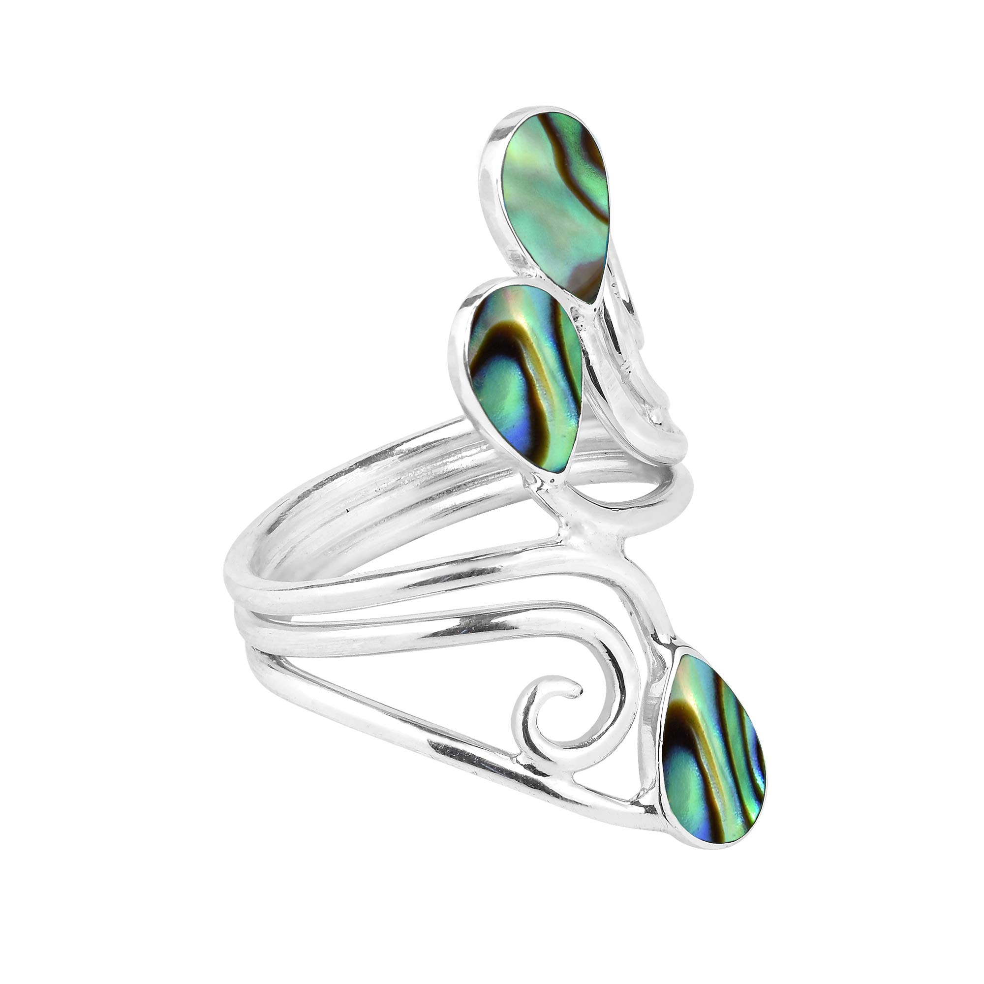 AeraVida Floral Vine Teardrop Abalone Shell Inlay .925 Sterling Silver Ring for Women | Elegant Wedding, Engagement & Anniversary Jewelry | Trendy Comfort Fit Band Size 6-9 | Perfect Gift for Daughter, Wife, Girlfriend | Ideal for Parties, Date Nights & Special Occasions