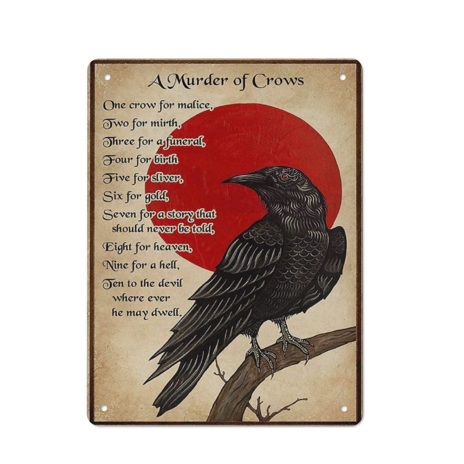 Vintage Crow Poster Metal Tin Sign - Bar & Home Wall Decor for Cafe, Pub, Man Cave