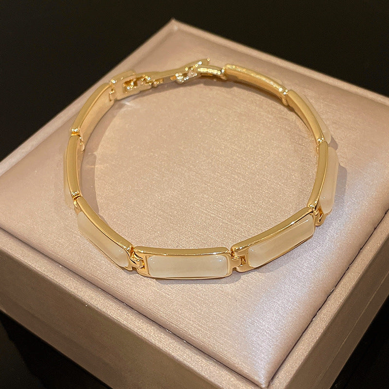 Cat Eye Stone CZ Charm Stacking Bracelet for Women | Elegant Layered Bracelet for Daily Wear & Special Occasions | HB931