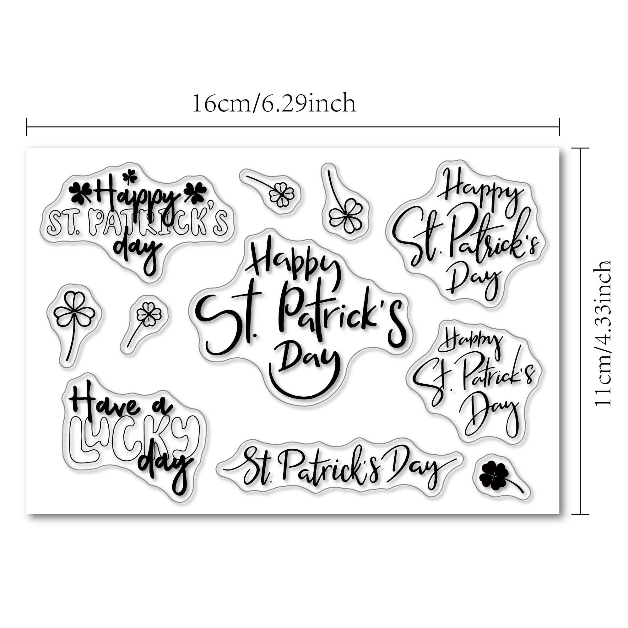 Arbuya St. Patrick's Day Clear Stamps Set - Lucky Clover & Phrase Rubber Stamps for Card Making, Scrapbooking, Journaling DIY - Perfect for Greeting Cards, Gift Wrapping & Holiday Crafts