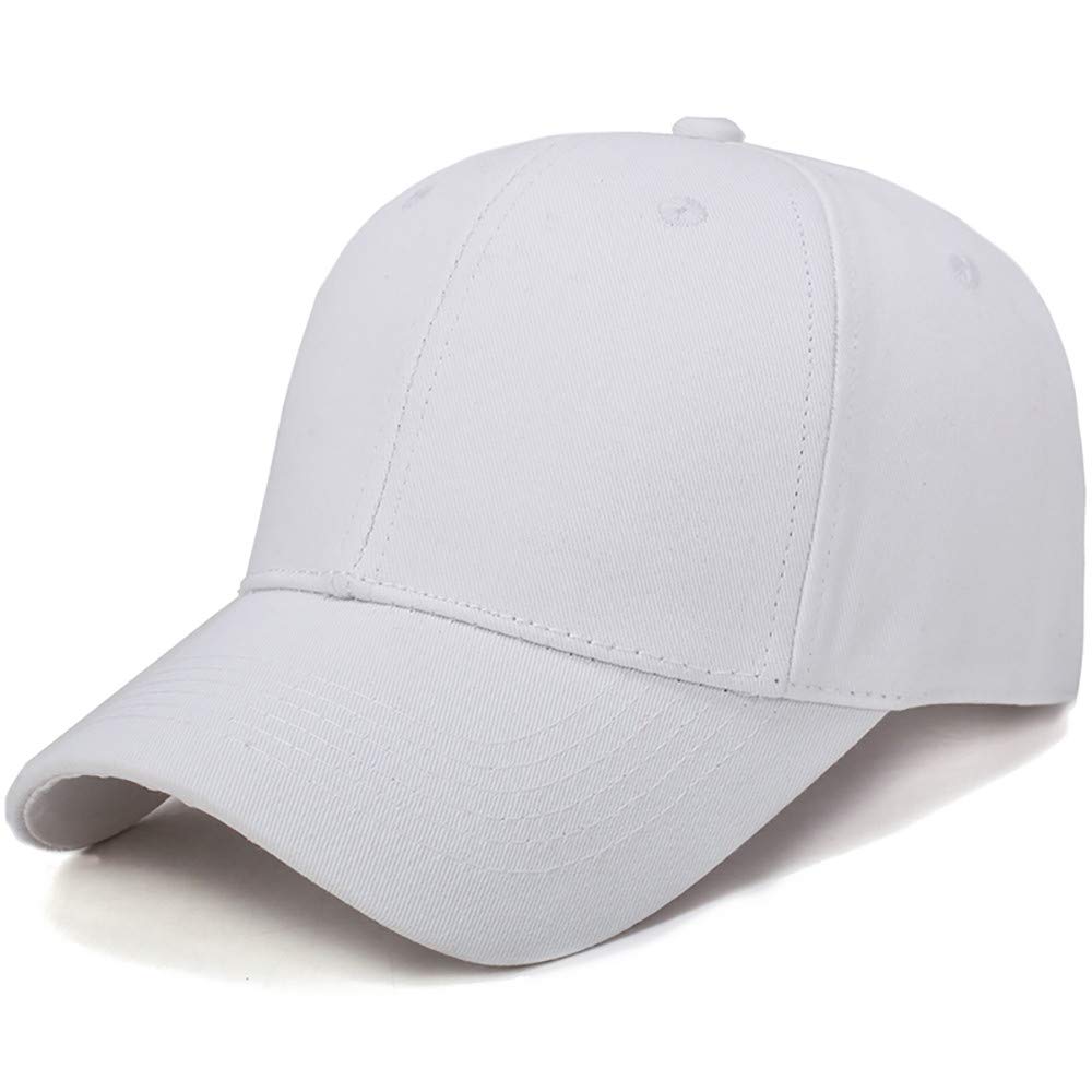 WUTYU Cotton Baseball Cap for Men - Solid Color Lightweight Sun Hat for Outdoor Sports & Casual Wear (White, One Size) - Perfect for Running, Hiking, Travel & Daily Use