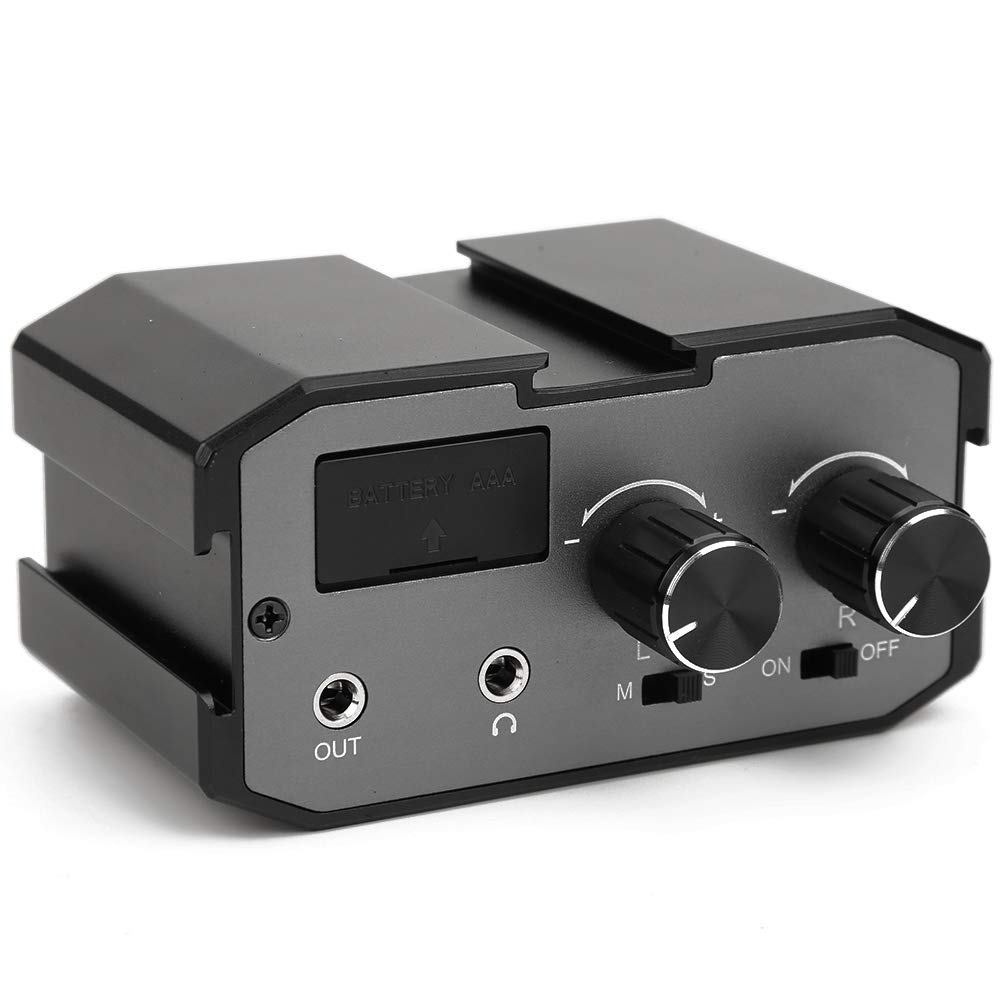 ZRQYHN CVM-AX1 Dual Channel Audio Mixer with 3.5mm Input - Aluminum Alloy Volume Control, Real-Time Monitoring for Cameras, Podcasts & Live Streaming