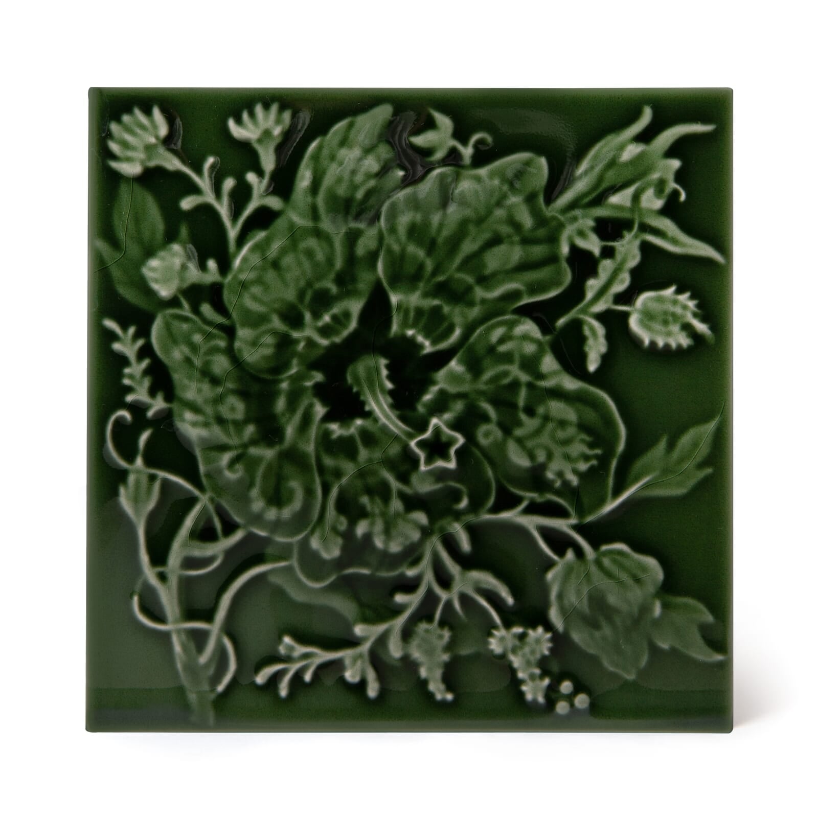 ARTEMIS HIBISCUS Relief Tiles Sample - Verde Green Textured Ceramic Wall Tiles for Kitchen Backsplash, Bathroom & Living Room Decor