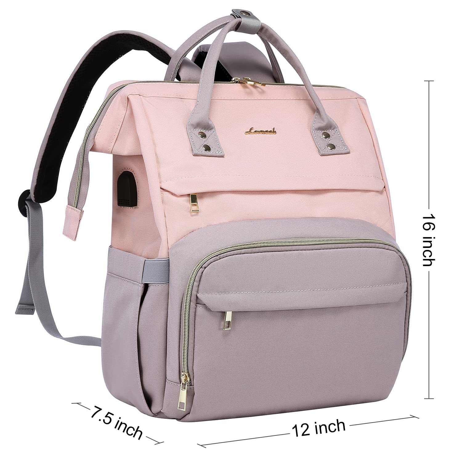 LOVEVOOK Women's Fashion Laptop Backpack with USB Port - Stylish Business Travel Bag for Work, School & Commute, Fits 15.6-Inch Laptop in Pink-Taro Purple, Perfect for Doctors, Nurses & Professionals