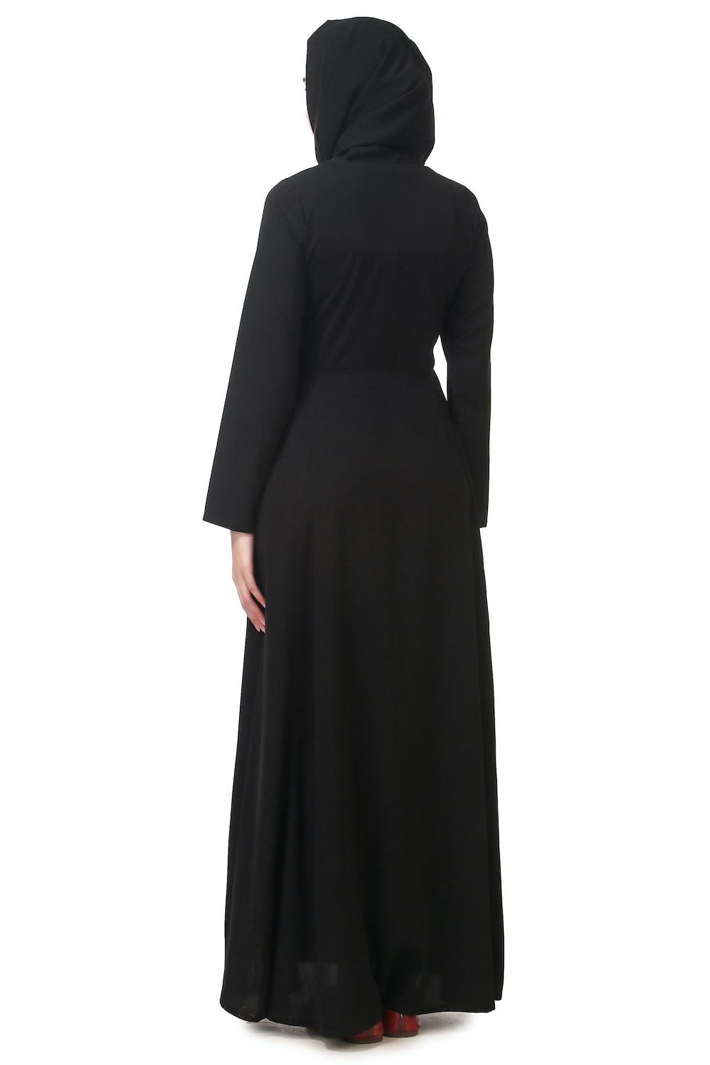 Elegant Black Abaya with White Embroidery - Traditional Anarkali Style Islamic Dress for Women - Perfect for Eid, Ramadan, Weddings & Special Occasions