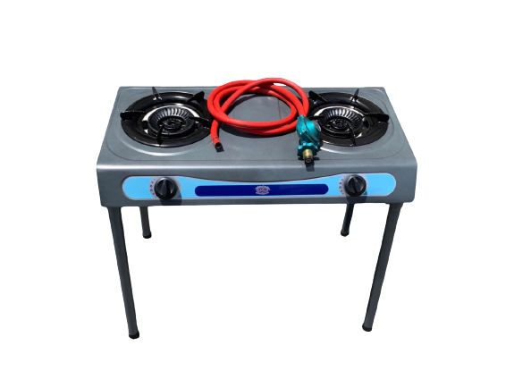 Dual Head Gas Burner with Stand - High Efficiency Stainless Steel Outdoor Cooking Stove for Camping, BBQ, and Backyard Grilling