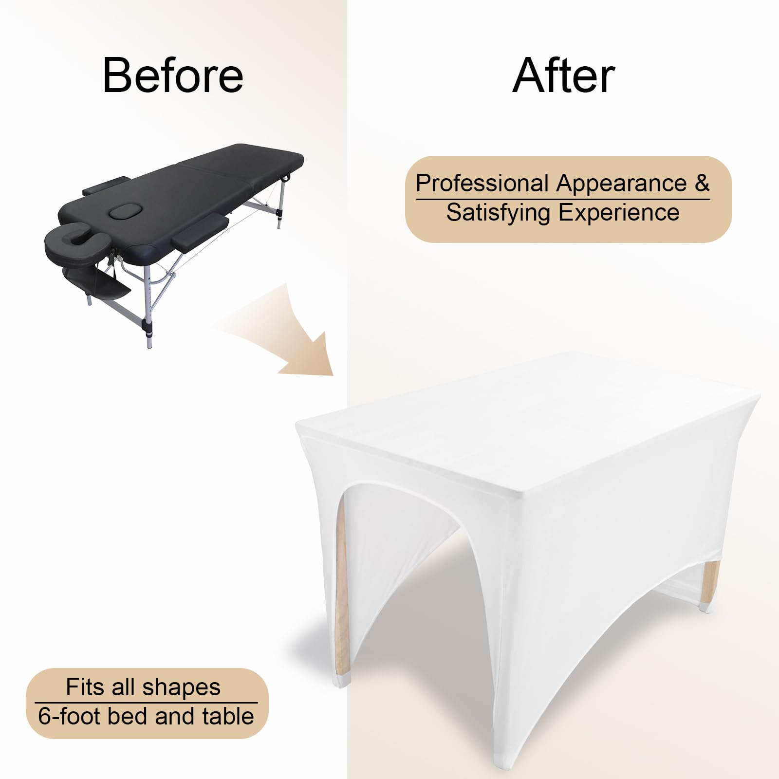 Stretchy 6FT Massage Bed Cover - Elastic Lash Extension & SPA Bed Protector, Soft Fitted Beauty Salon Topper for Waxing & Professional Treatments (White) | Perfect for Lash Extensions, Facials & Spa Services