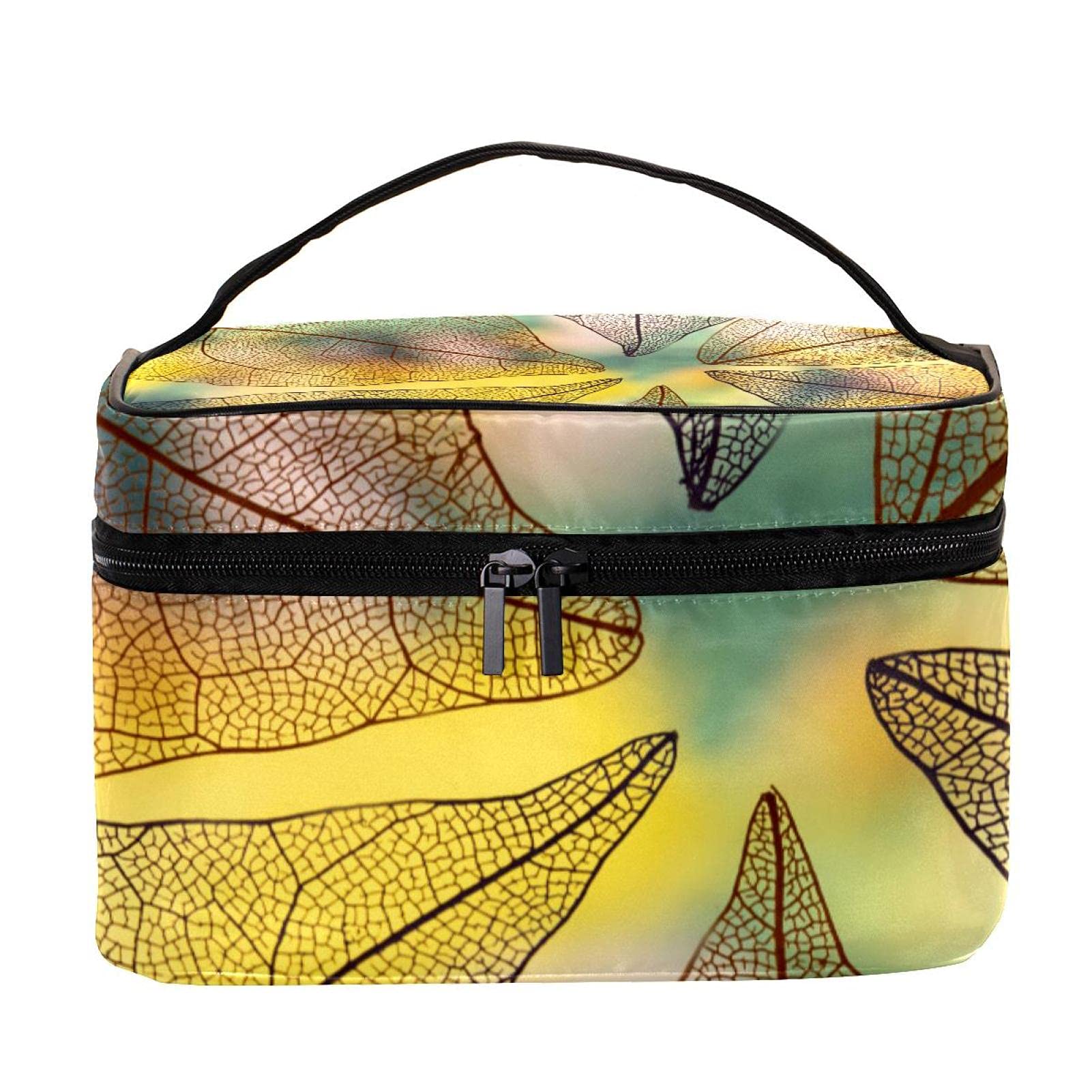 Clear Autumn Leaves Printed Large Travel Makeup Bag - Waterproof Cosmetic Organizer with Zipper for Women & Girls | Perfect for Vacation, Gym, Beach Trips & Daily Essentials Storage