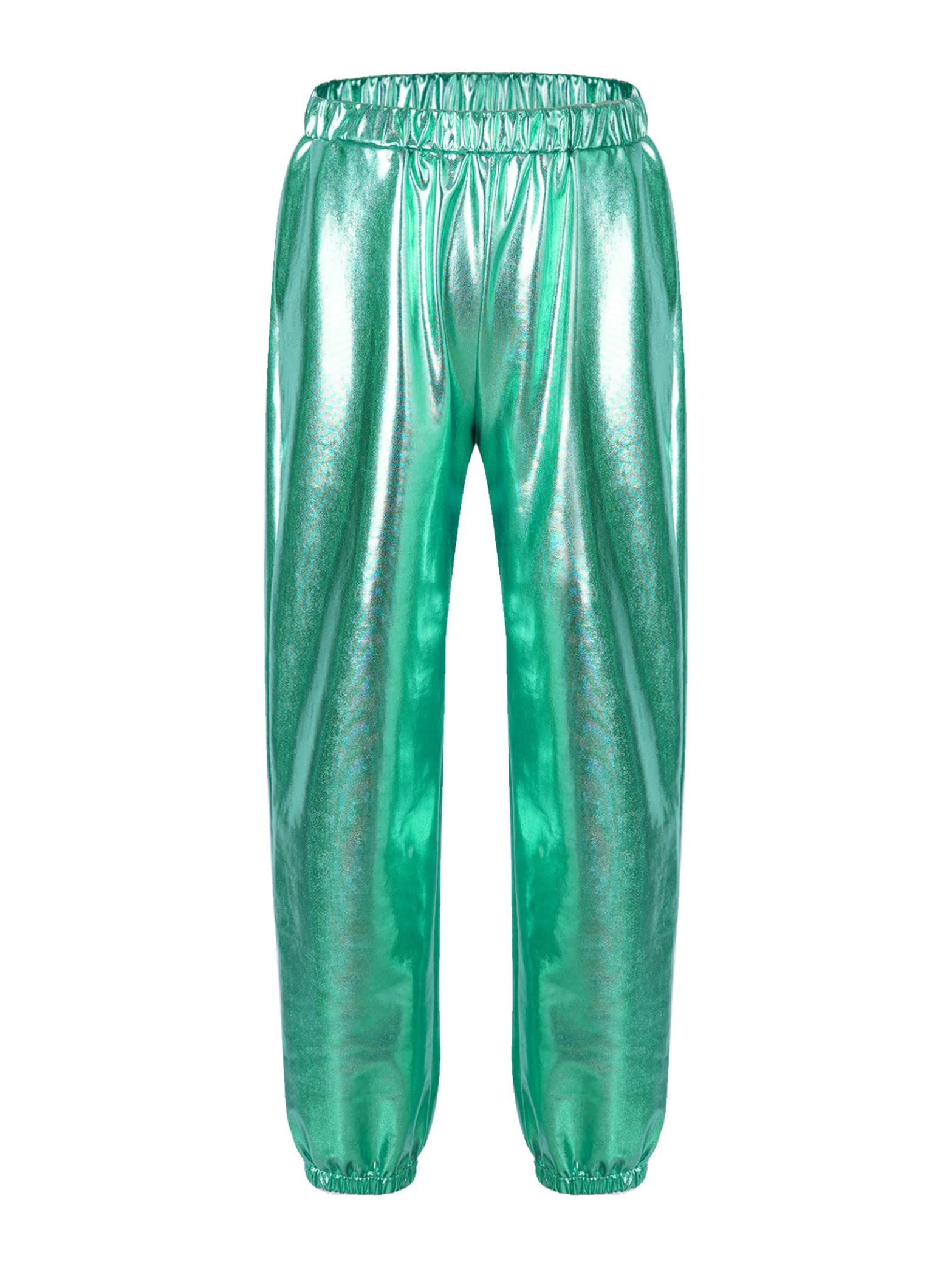 Gold Dance Pants for Girls - Metallic Elastic Harem Pants, Kids Fancy Dress Up Hot Pants for Ballet, Jazz, Halloween & Performance Costumes