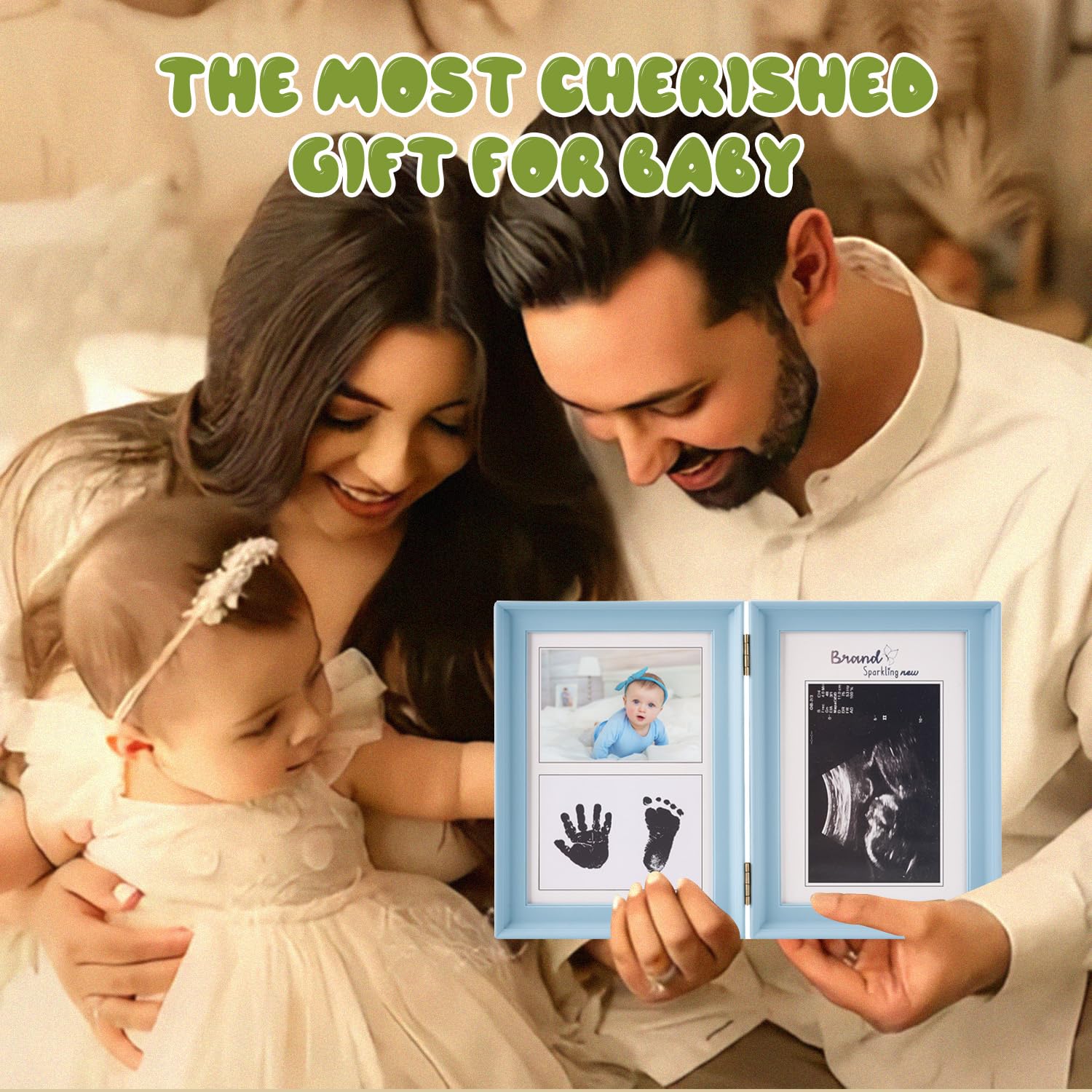 Baby Hand and Footprint Kit - Non-Toxic Ink Pad for Baby's First Prints | 4 Keepsake Art Cards | Mess-Free Baby Shower Gift for Boys & Girls (Blue) | Capture Precious Memories for Newborns, Christenings & 1st Birthdays