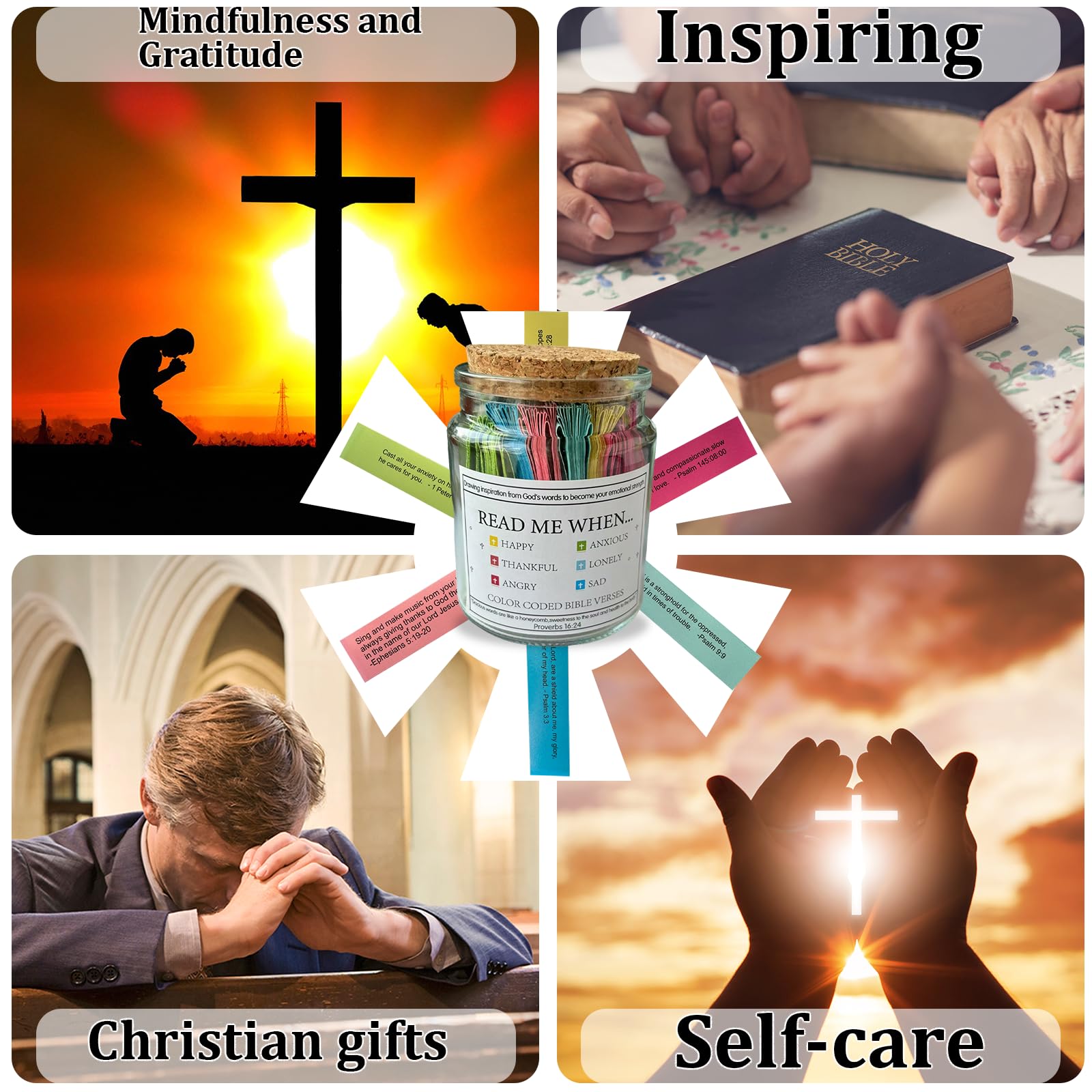Bible Verse Jar - Inspirational Scripture Jar for Daily Motivation, Prayer & Emotional Support | Christian Gifts for Women | Perfect for Quiet Time, Bible Study & Encouragement